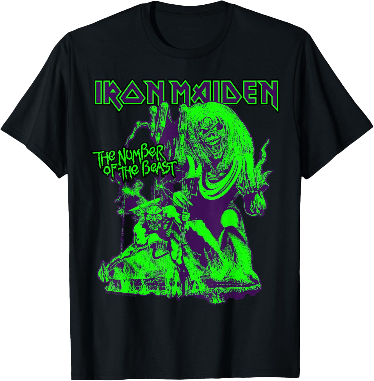 Iron Maiden Number of the Beast Halloween Green Black T-Shirt for Fans - 1