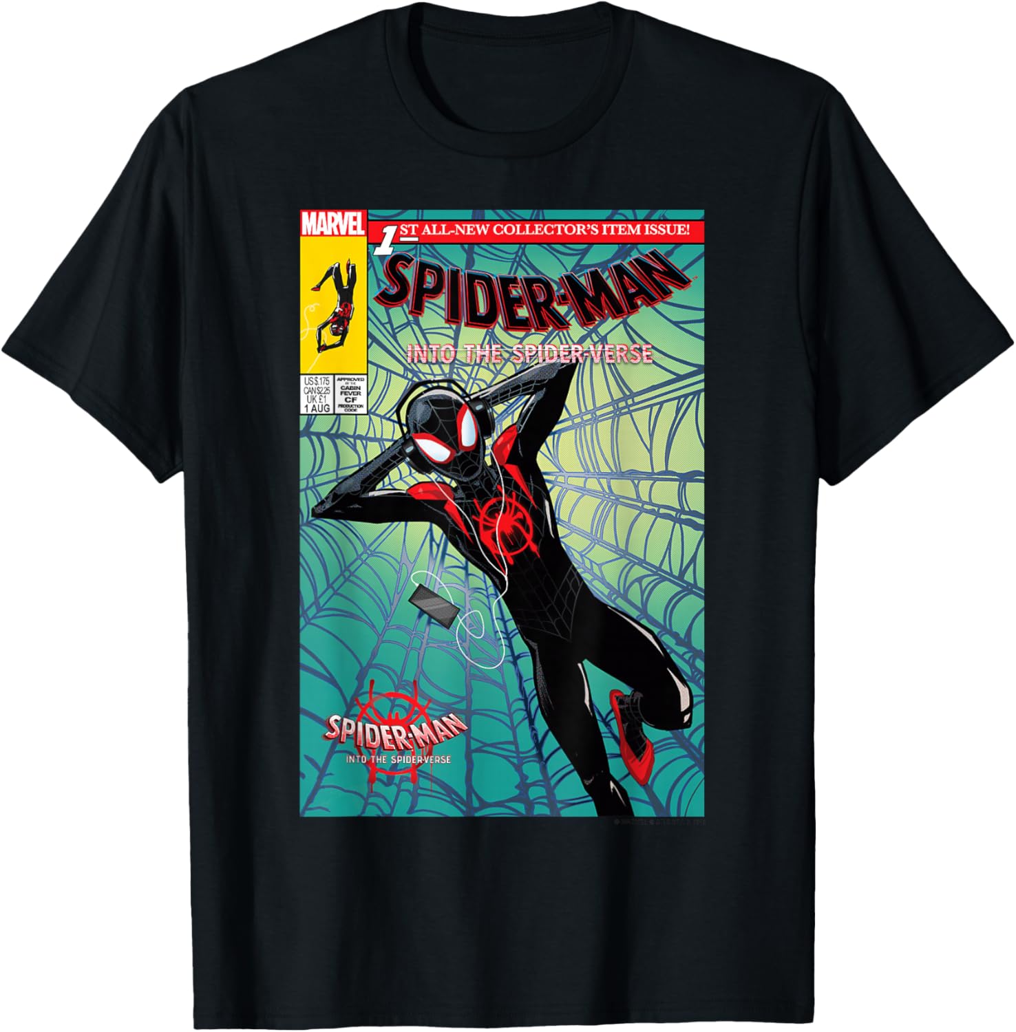Classic Marvel Spider-Man Crew Neck T-Shirt Black 100% Cotton for Fans - 2