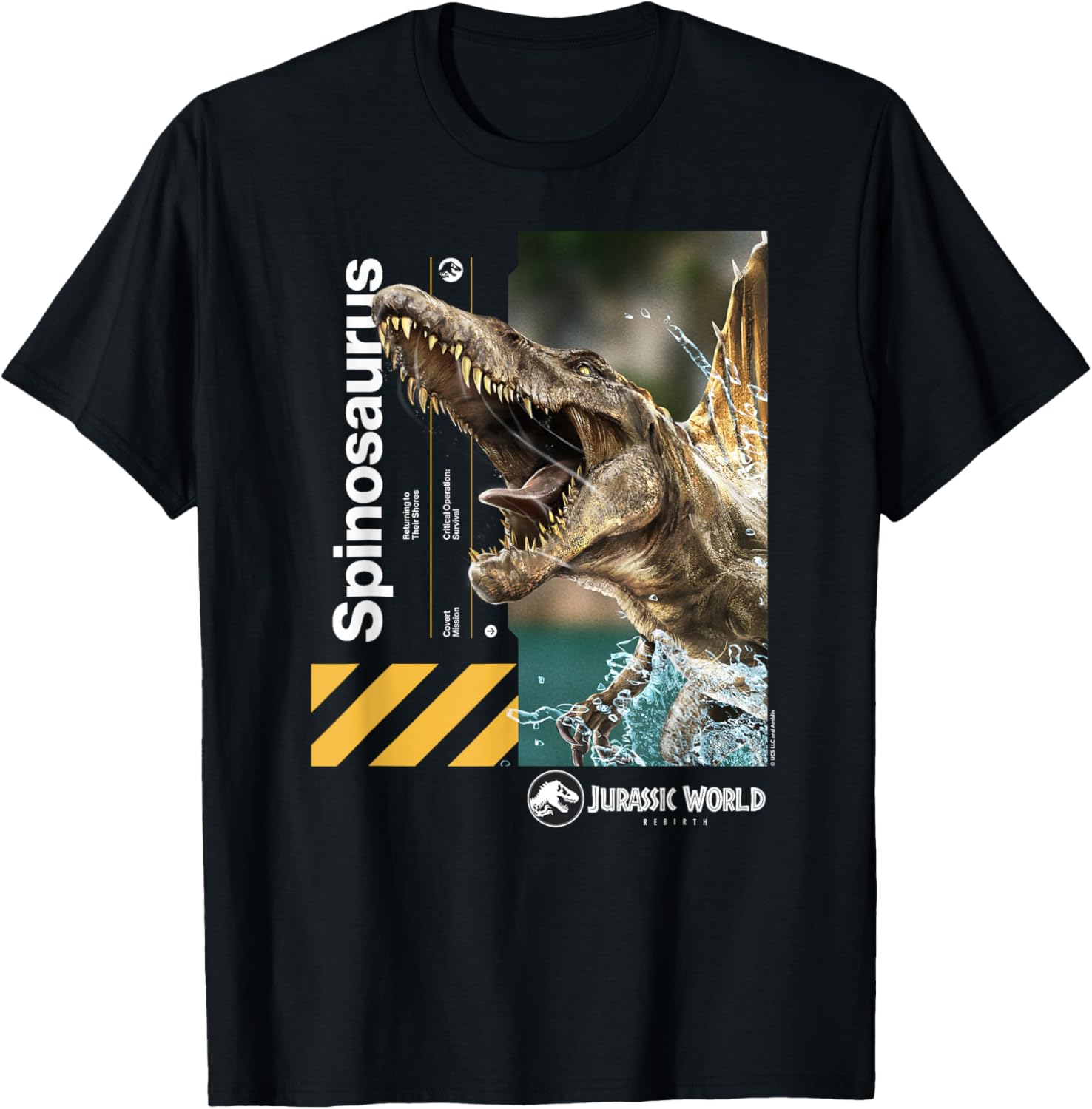 Jurassic World Spinosaurus T-Shirt for Kids and Adults, Black, Classic Fit - 2
