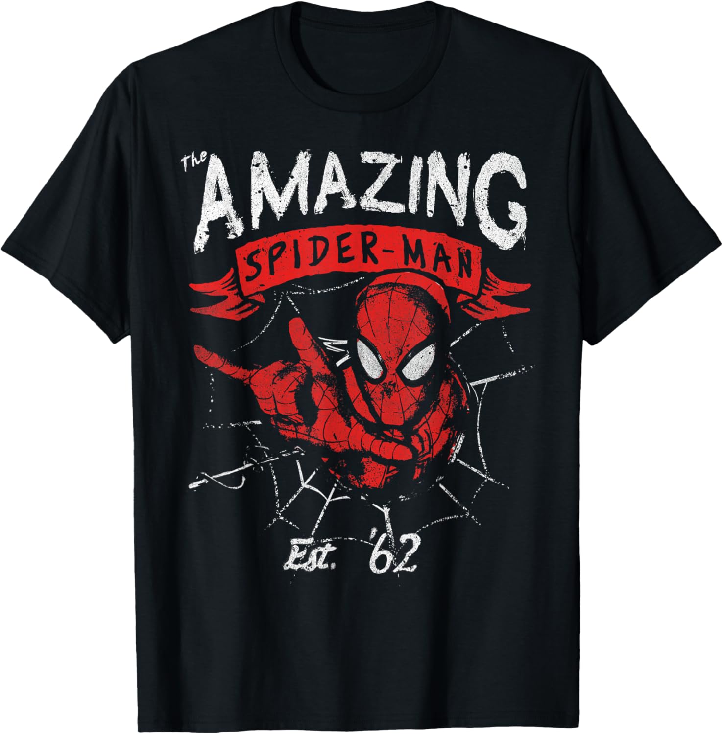 Amazing Spider-Man Grunge Graphic T-Shirt for Superhero Fans - 1