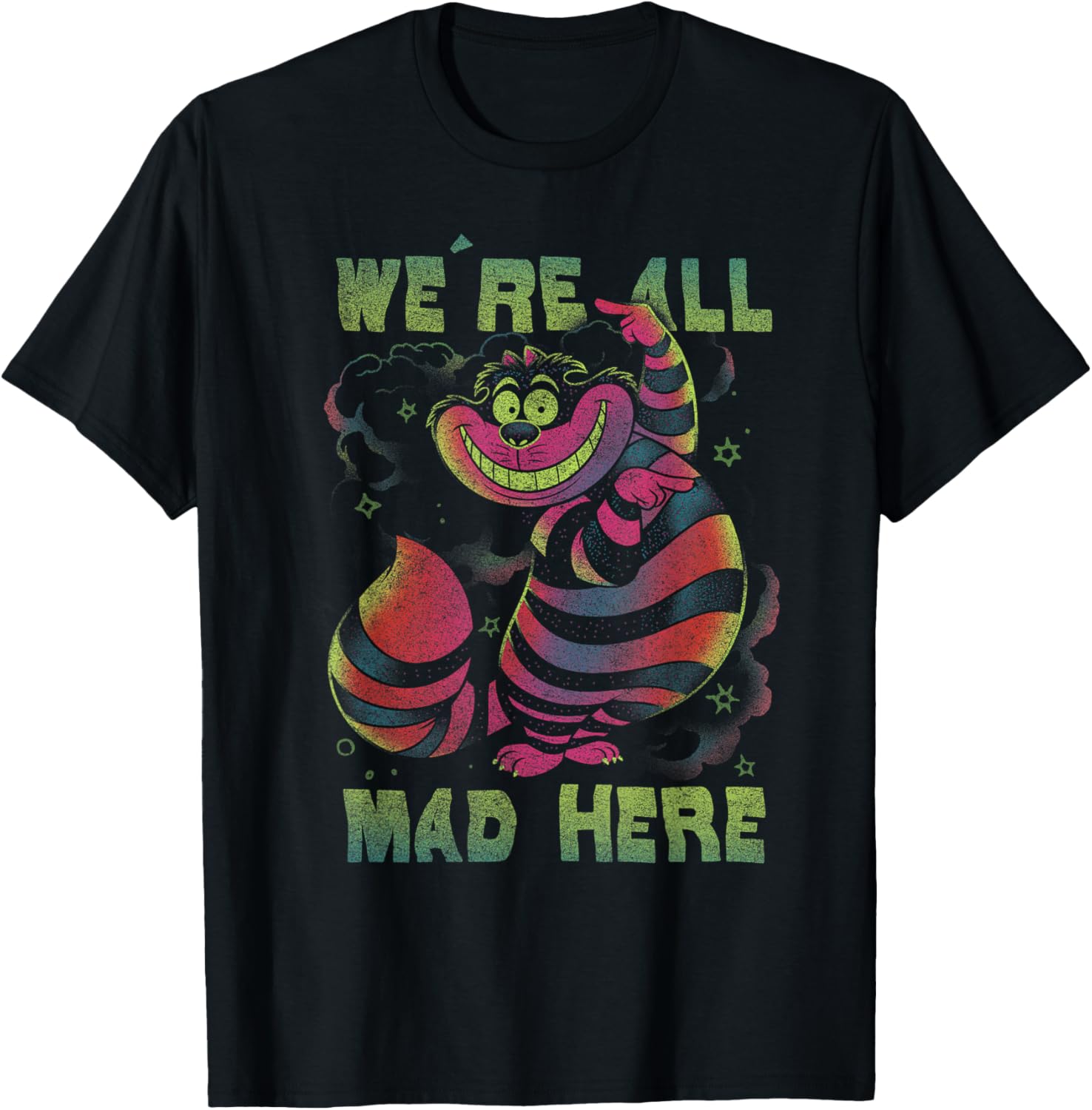 Cheshire Cat All Mad Here Neon T-Shirt for Disney Alice in Wonderland Fans - 7
