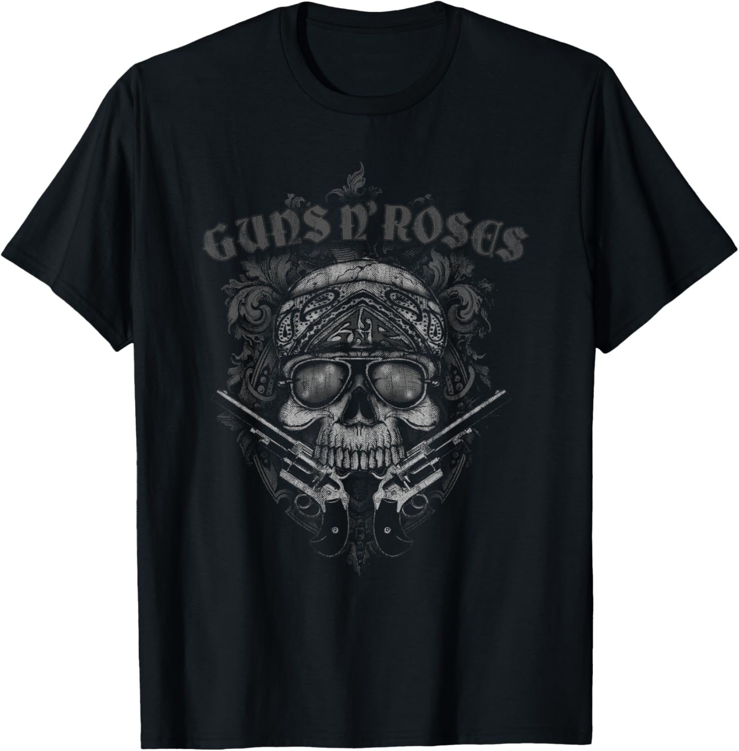 Guns N' Roses Skull Guns Bandanna T-Shirt for Rock Fans and Fashion Lovers - 1