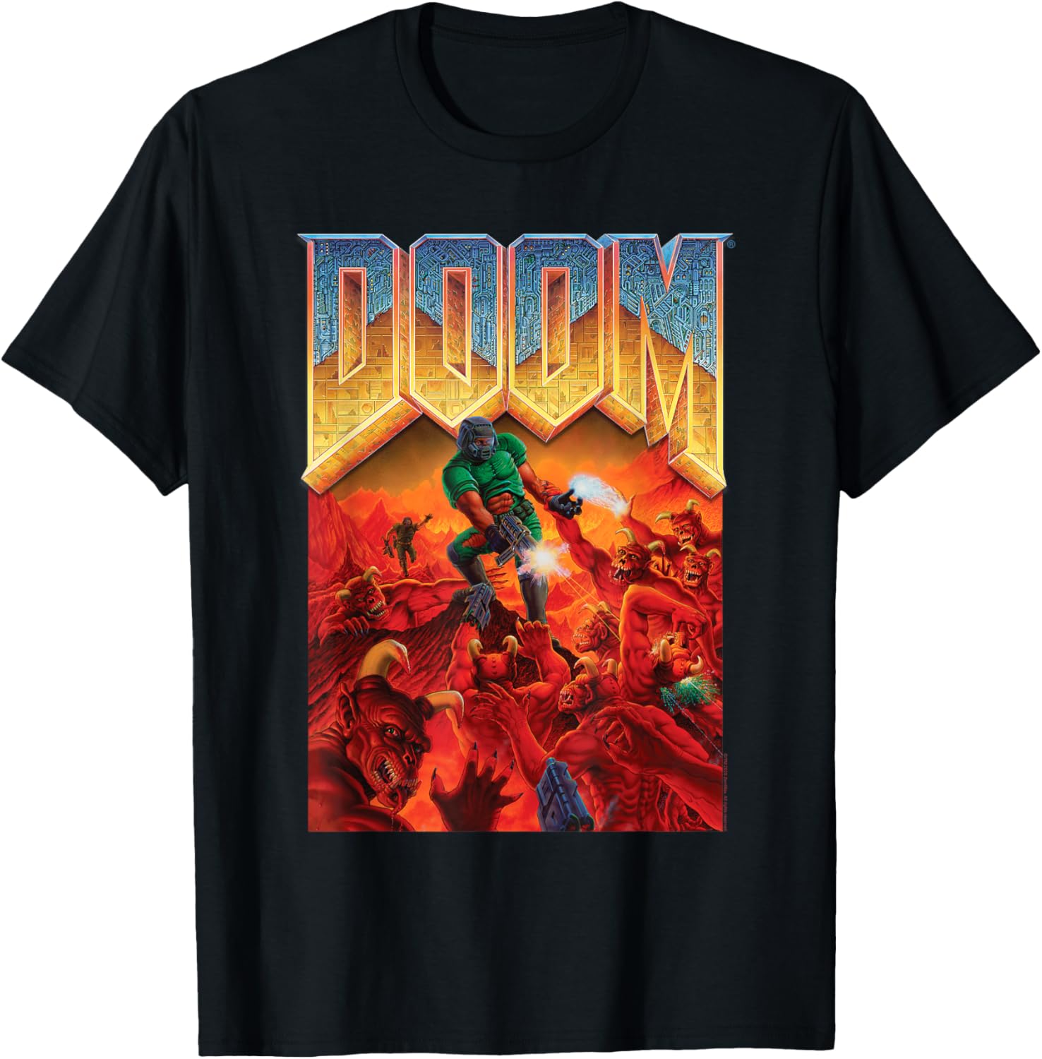 DOOM 1993 Video Game Cover Art T-Shirt for Retro Game Fans - 3
