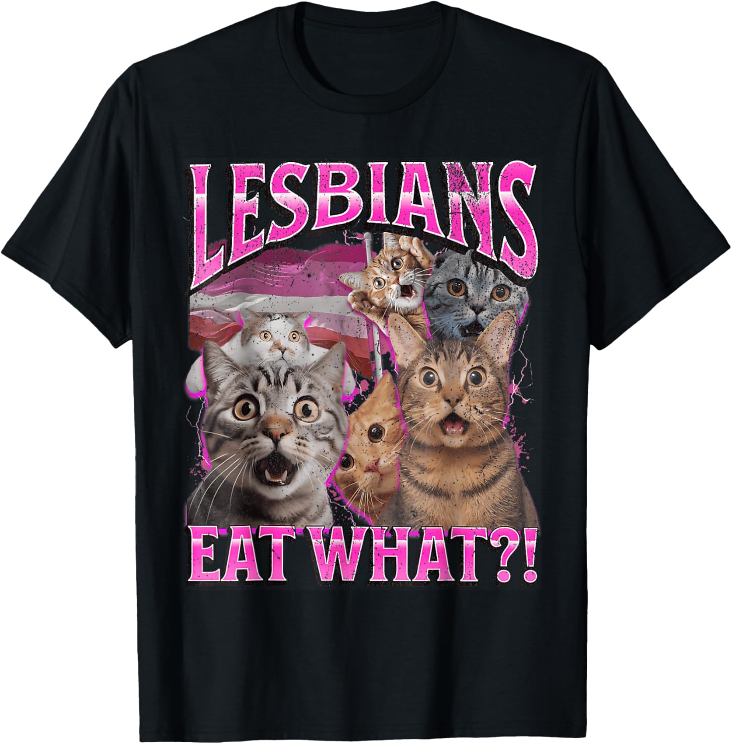 Funny Cat LGBTQ Pride T-Shirt with Lesbians Eat What Pun - Great Gift! - 22