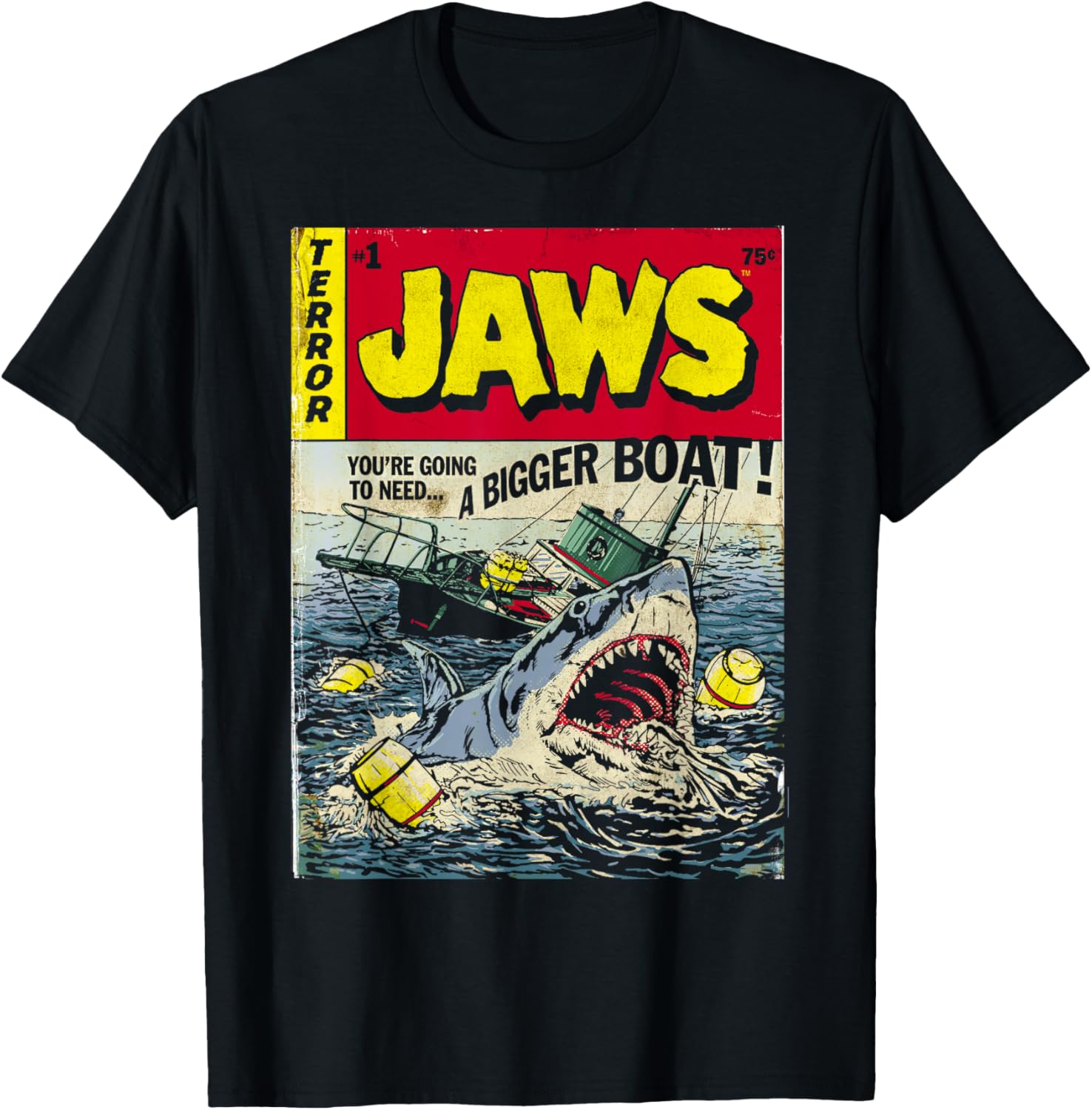 Jaws Pulp Attack Comic Cover T-Shirt for Shark Lovers and Fans - 5