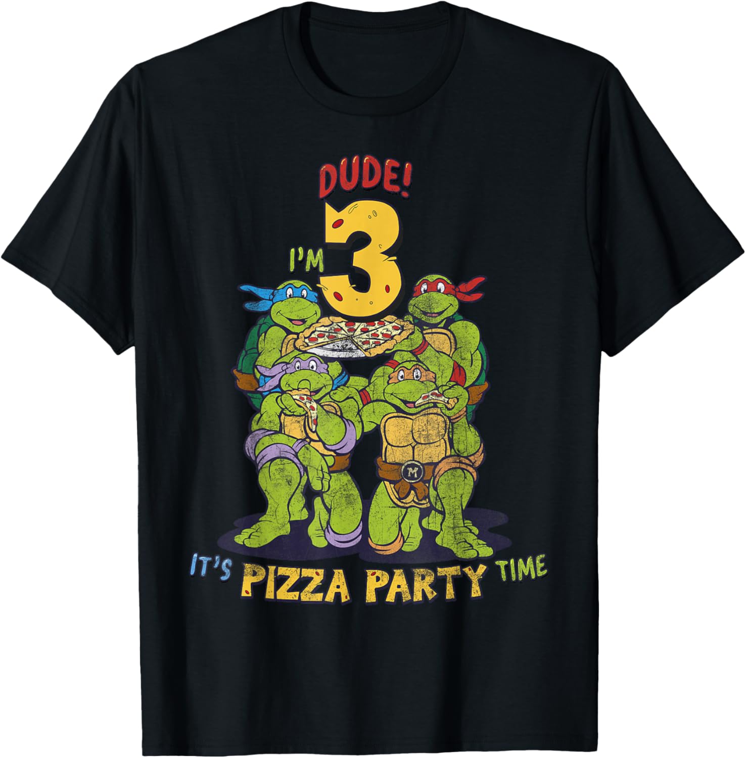 Teenage Mutant Ninja Turtles Pizza Birthday T-Shirt for Kids 3 Years Old - 1