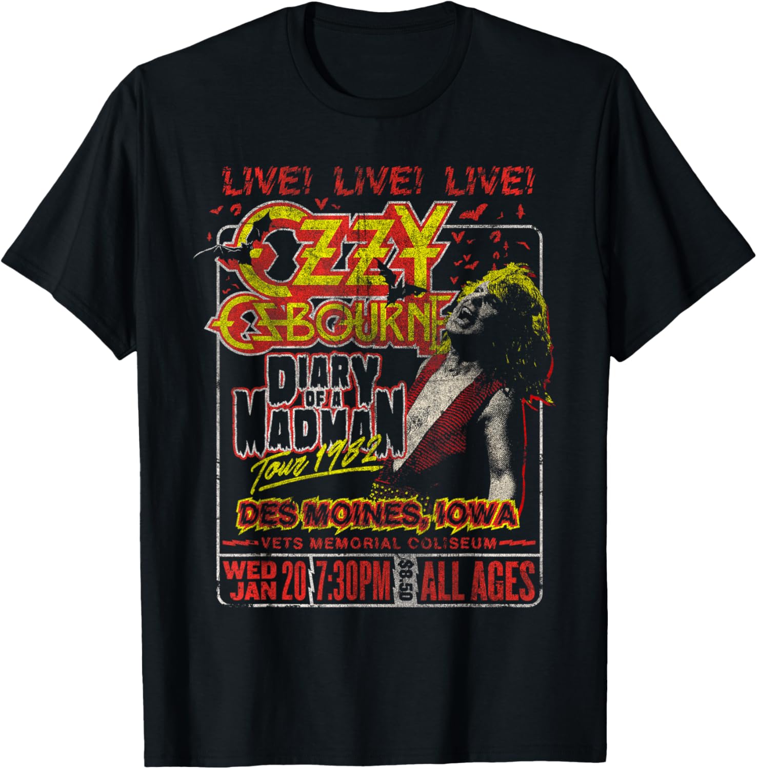 Ozzy Osbourne Diary Tour T-Shirt Des Moines Iowa Stylish Apparel - 1