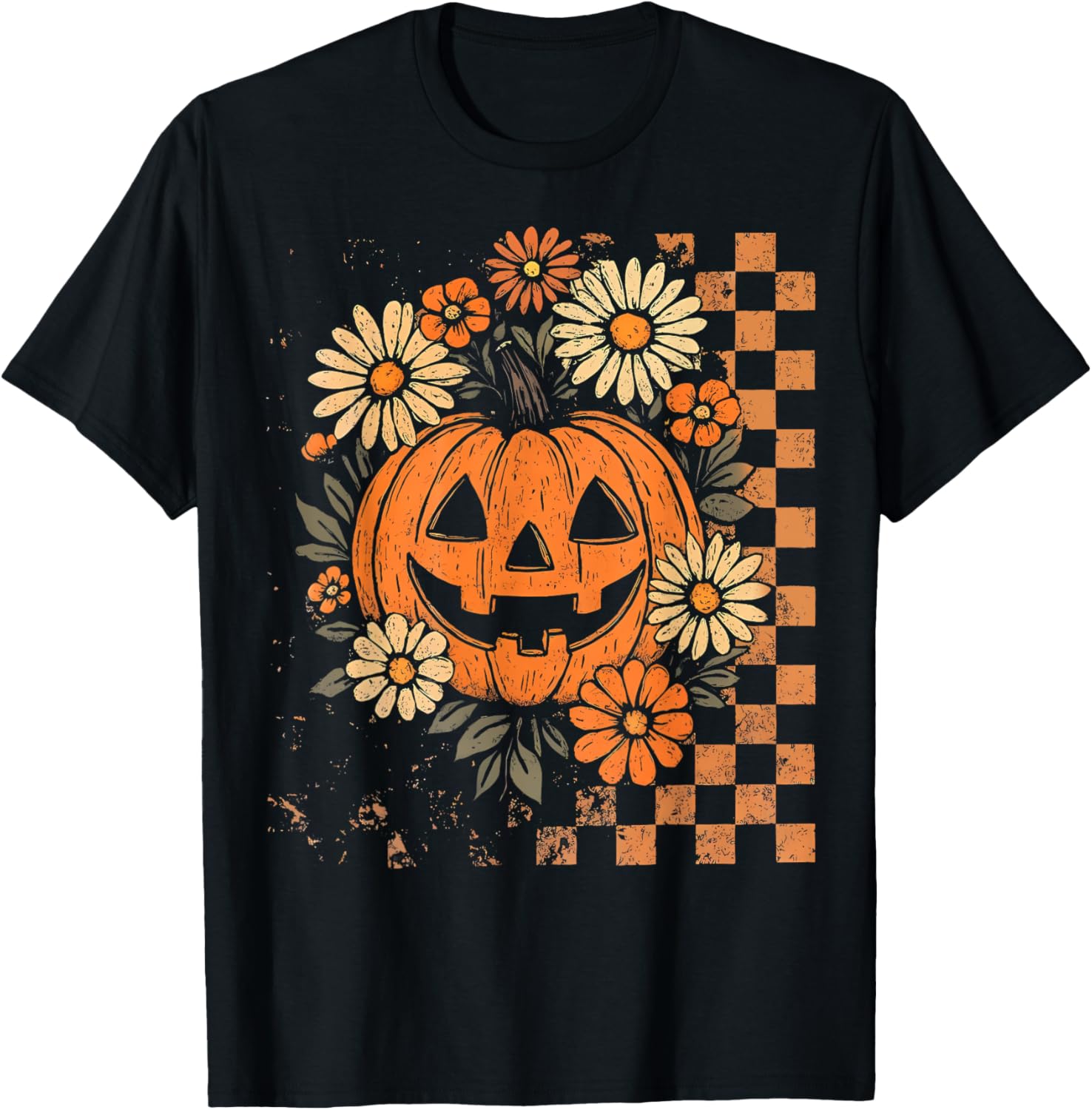 Vintage Floral Boho Pumpkin Halloween T-Shirt for Fall Fun - 3