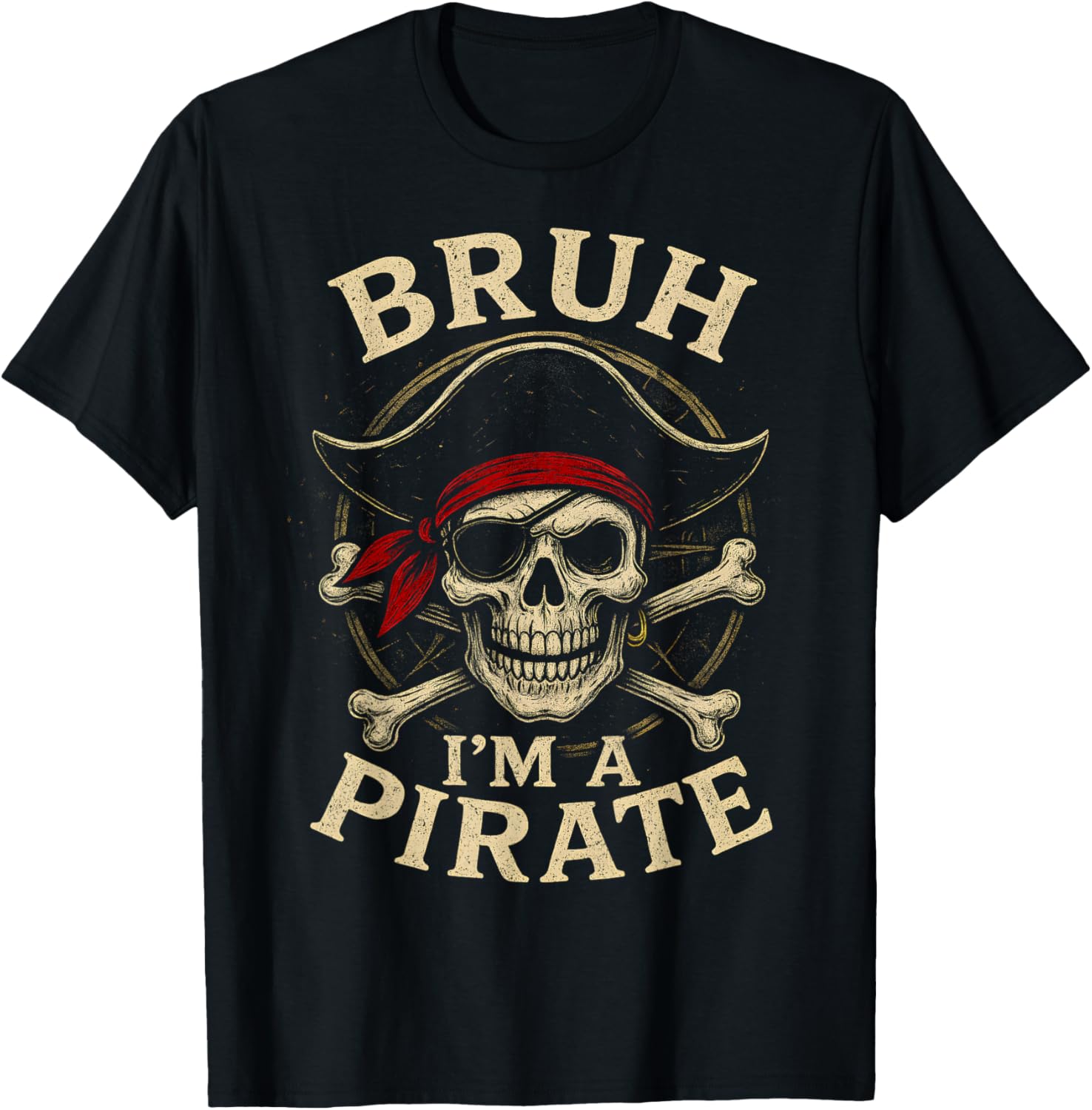 Funny Pirate Skull T-Shirt Lazy Pirate Costume for Halloween Fun - 1