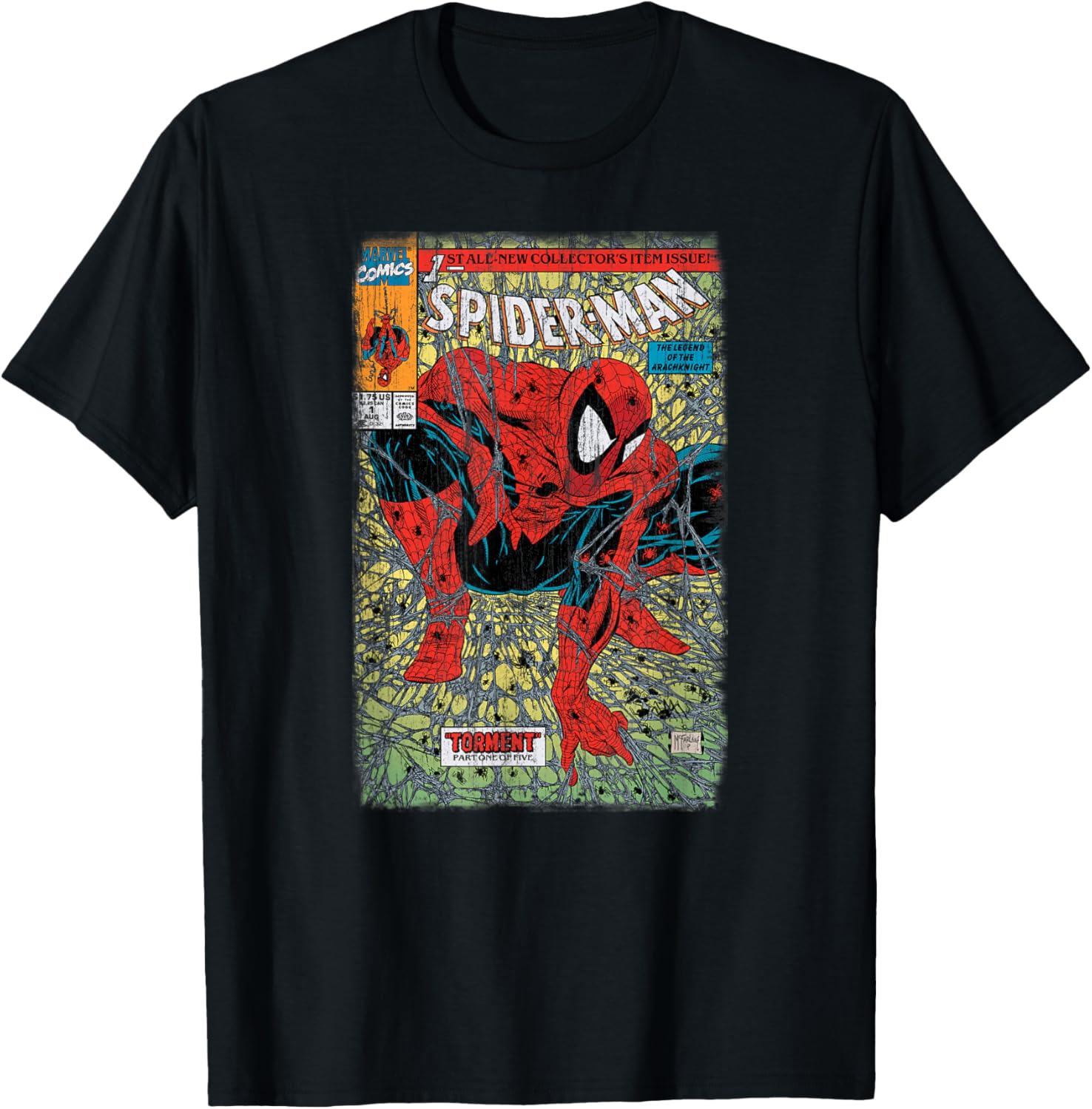Retro Classic Spider-Man Torment Distressed T-Shirt for Marvel Fans - 4