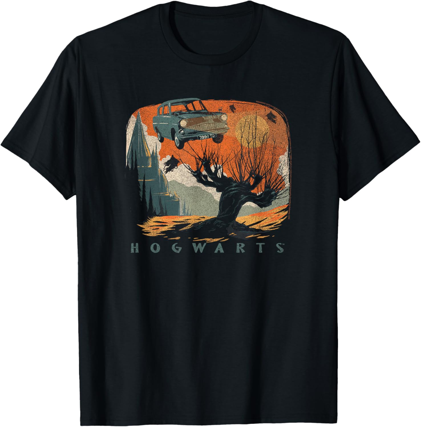 Harry Potter Whomping Willow Distressed Poster T-Shirt for Fans - 1