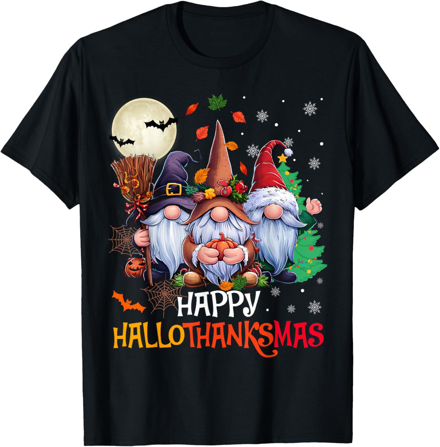 Happy Hallothanksmas Gnomes Lover T-Shirt for Halloween and Christmas - 6