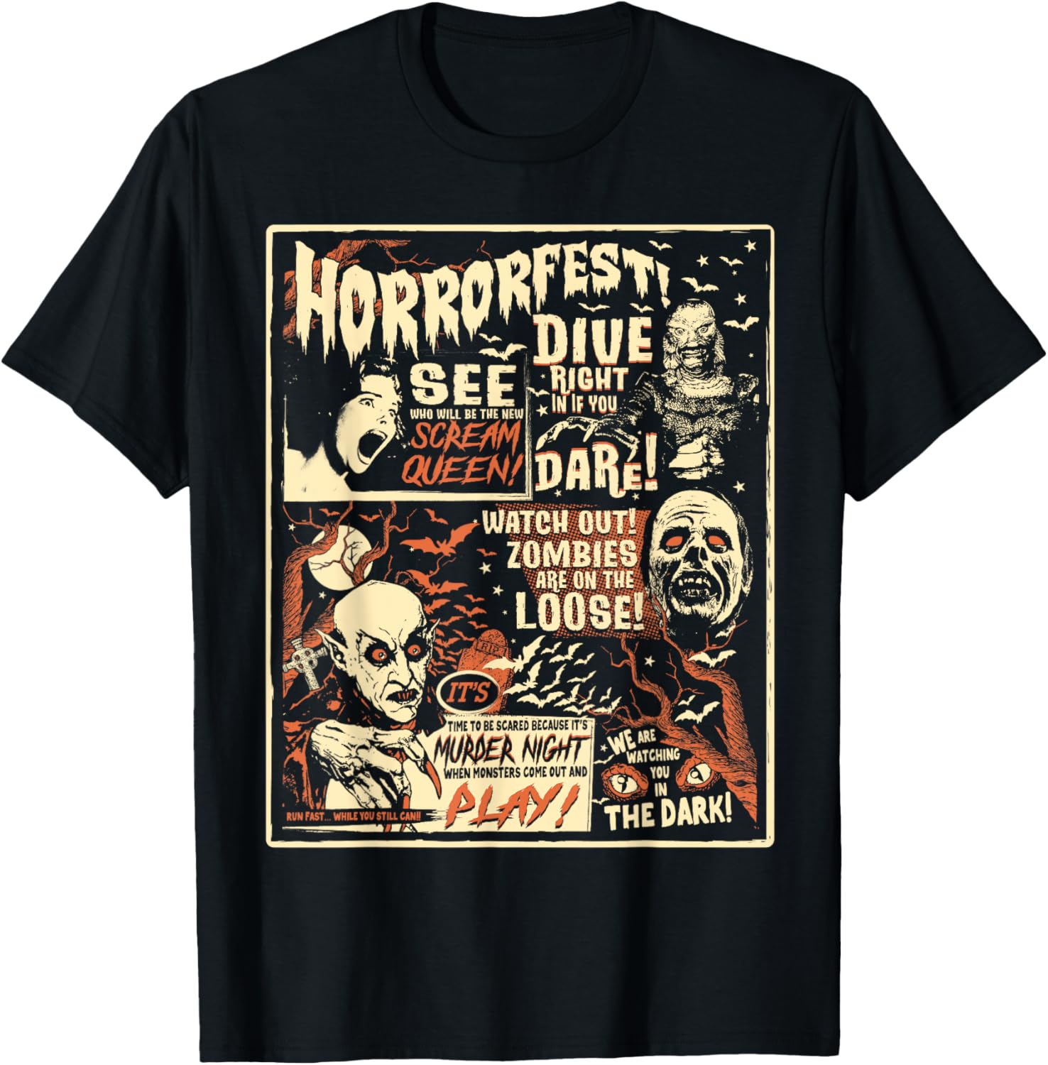 Vintage Horror Movie T-Shirt for Halloween - Retro Horrorfest Poster Design - 1
