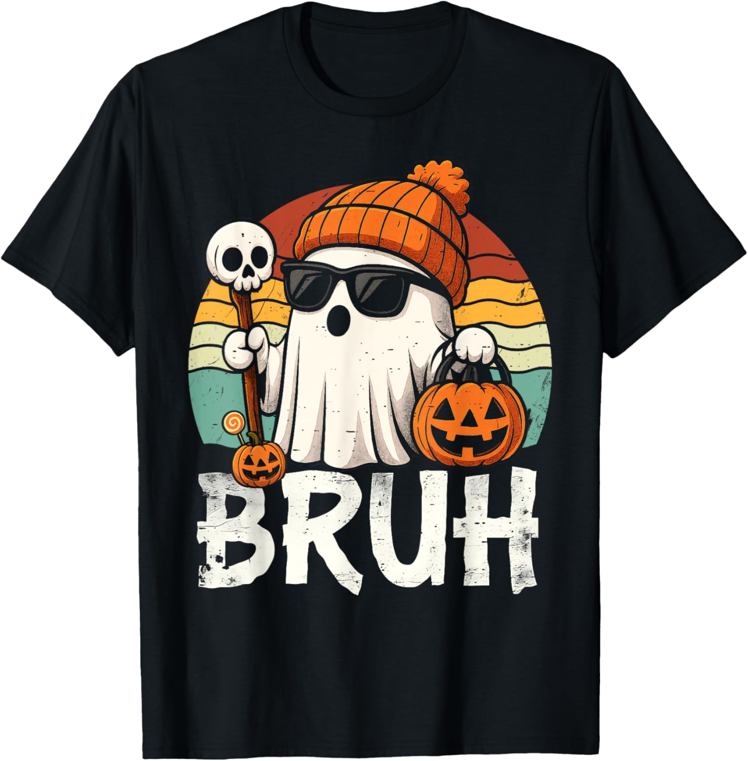 Cute Bruh Ghost Trick or Treat Kids T-Shirt for Halloween Fun - 21