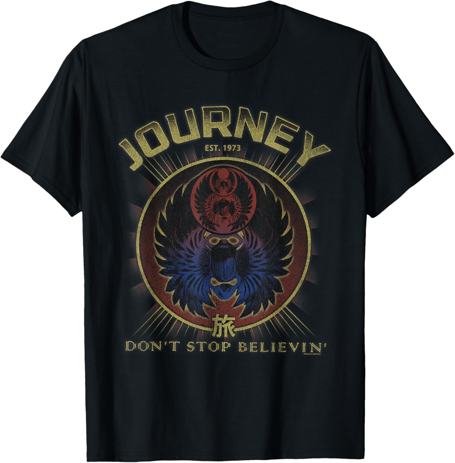 Journey Gold Don't Stop Believin Scarab Logo Vintage T-Shirt for Fans - 3