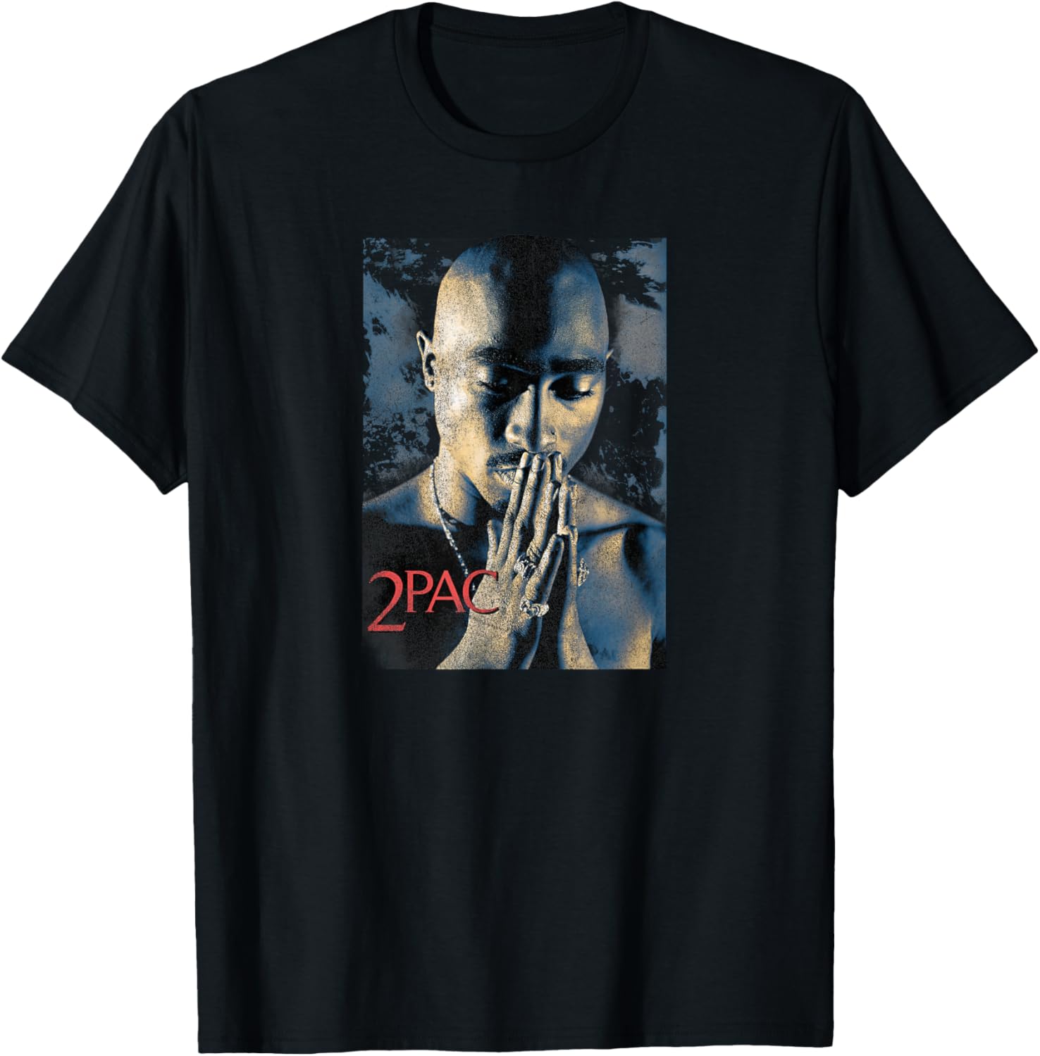 Tupac Shakur Grunge Praying Black Short Sleeve T-Shirt for Kids - 4