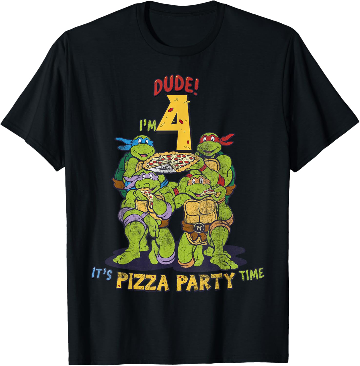 Teenage Mutant Ninja Turtles Pizza Party T-Shirt for Kids Age 4 - 8