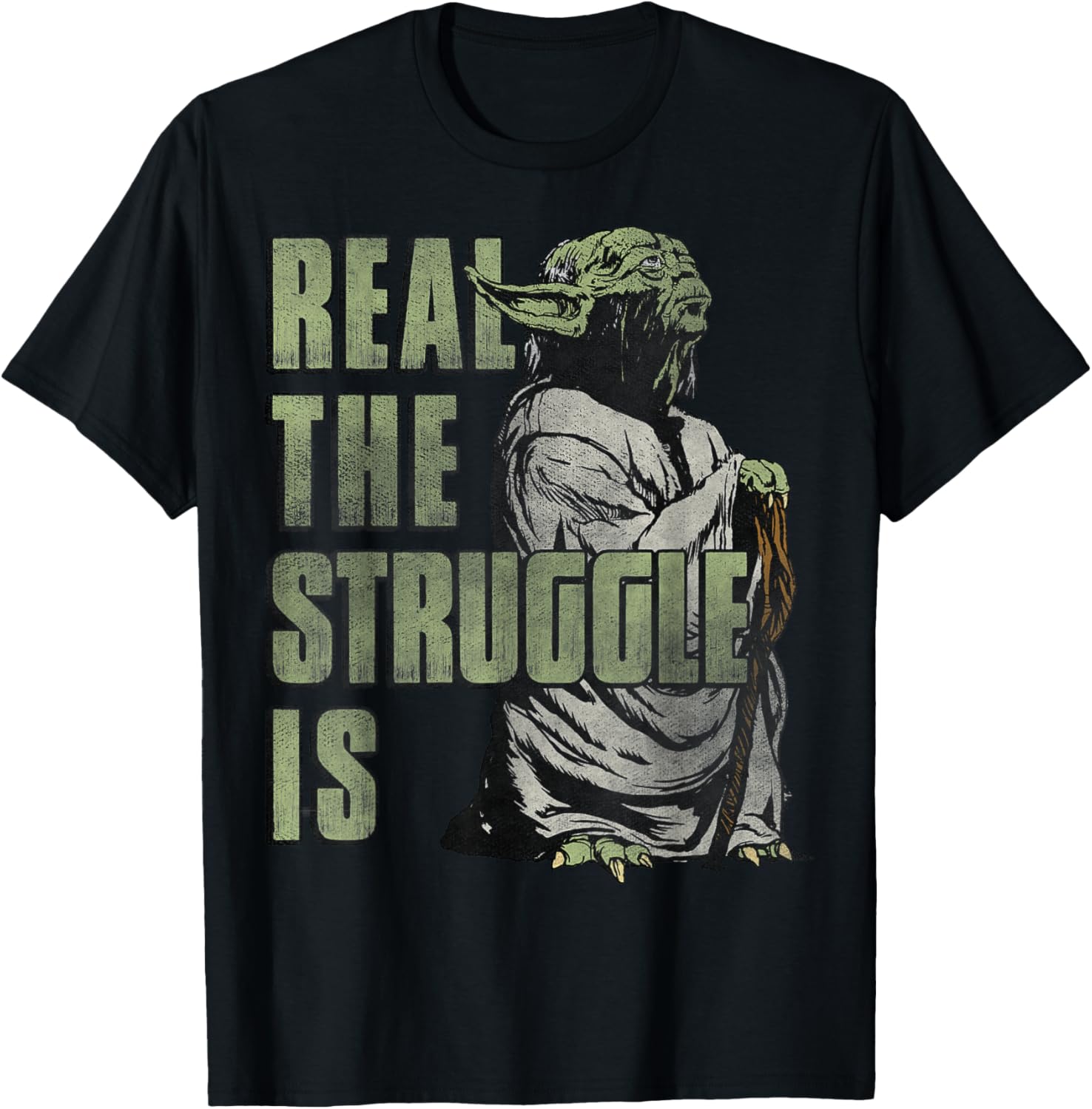 Star Wars Yoda Graphic T-Shirt The Struggle Is Real Fun Apparel - 3