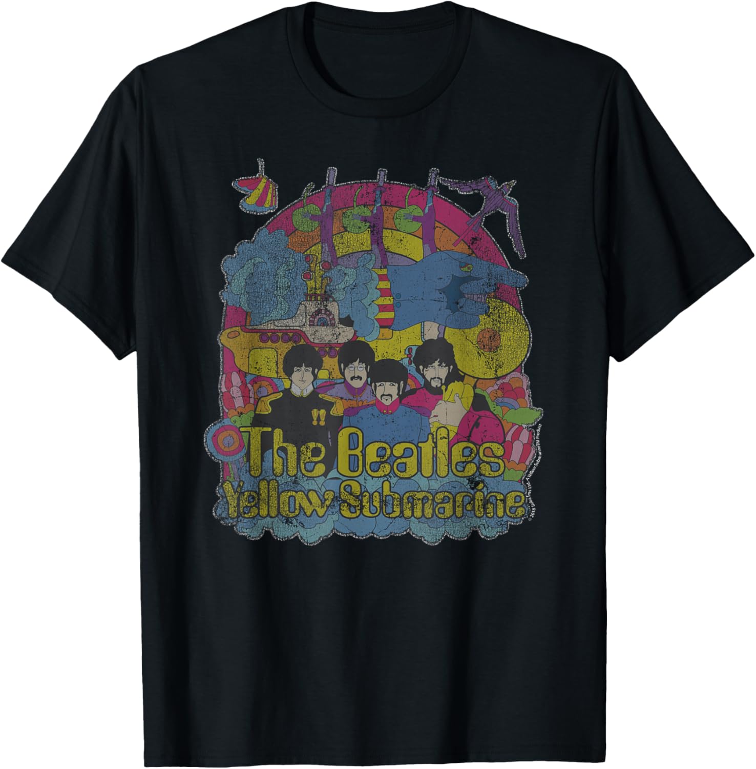 Beatles Yellow Submarine Bursting Graphic T-Shirt for Fans and Collectors - 1