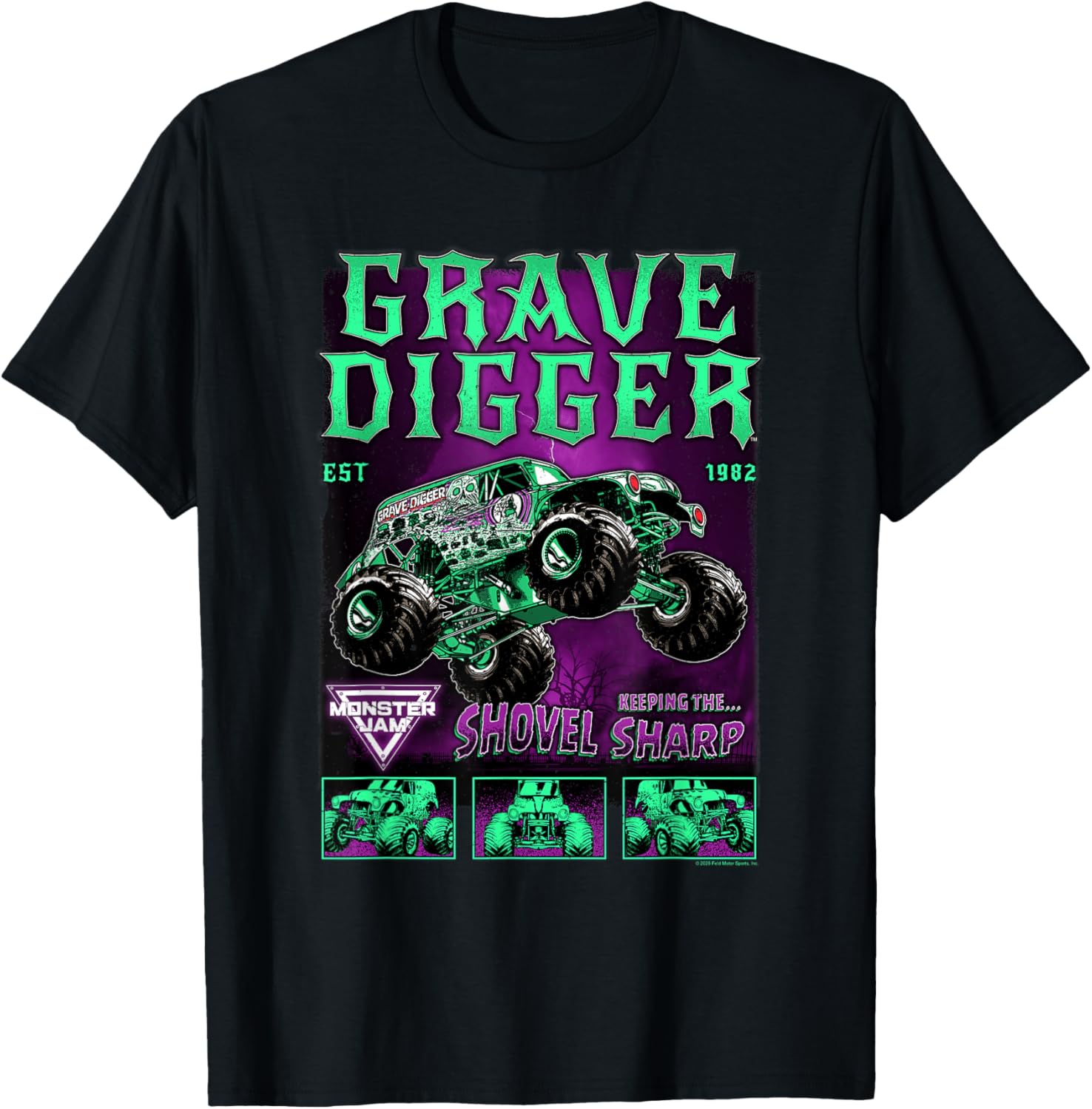 Monster Jam Grave Digger Green and Purple T-Shirt for Fans and Collectors - 4