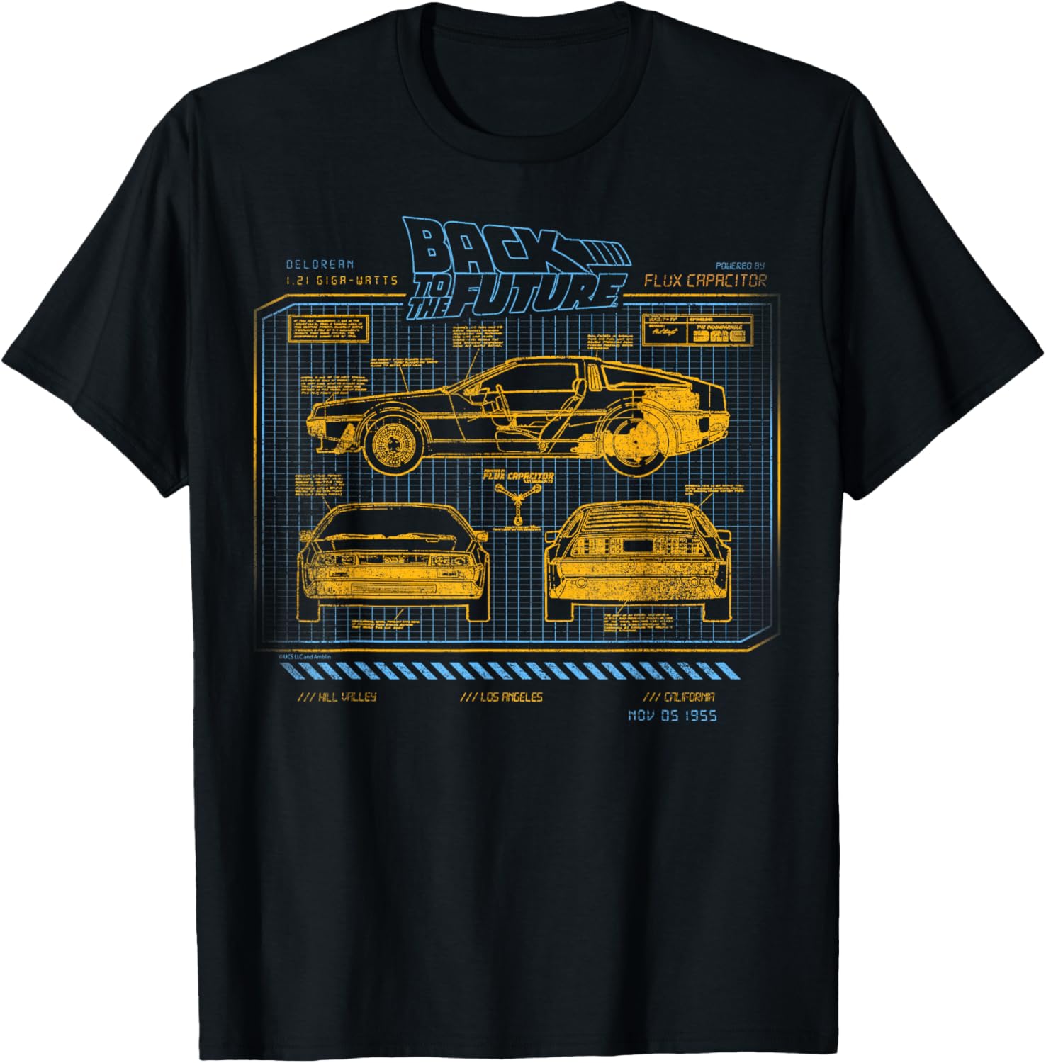 Back To The Future DeLorean Schematics T-Shirt for Fans and Collectors - 7