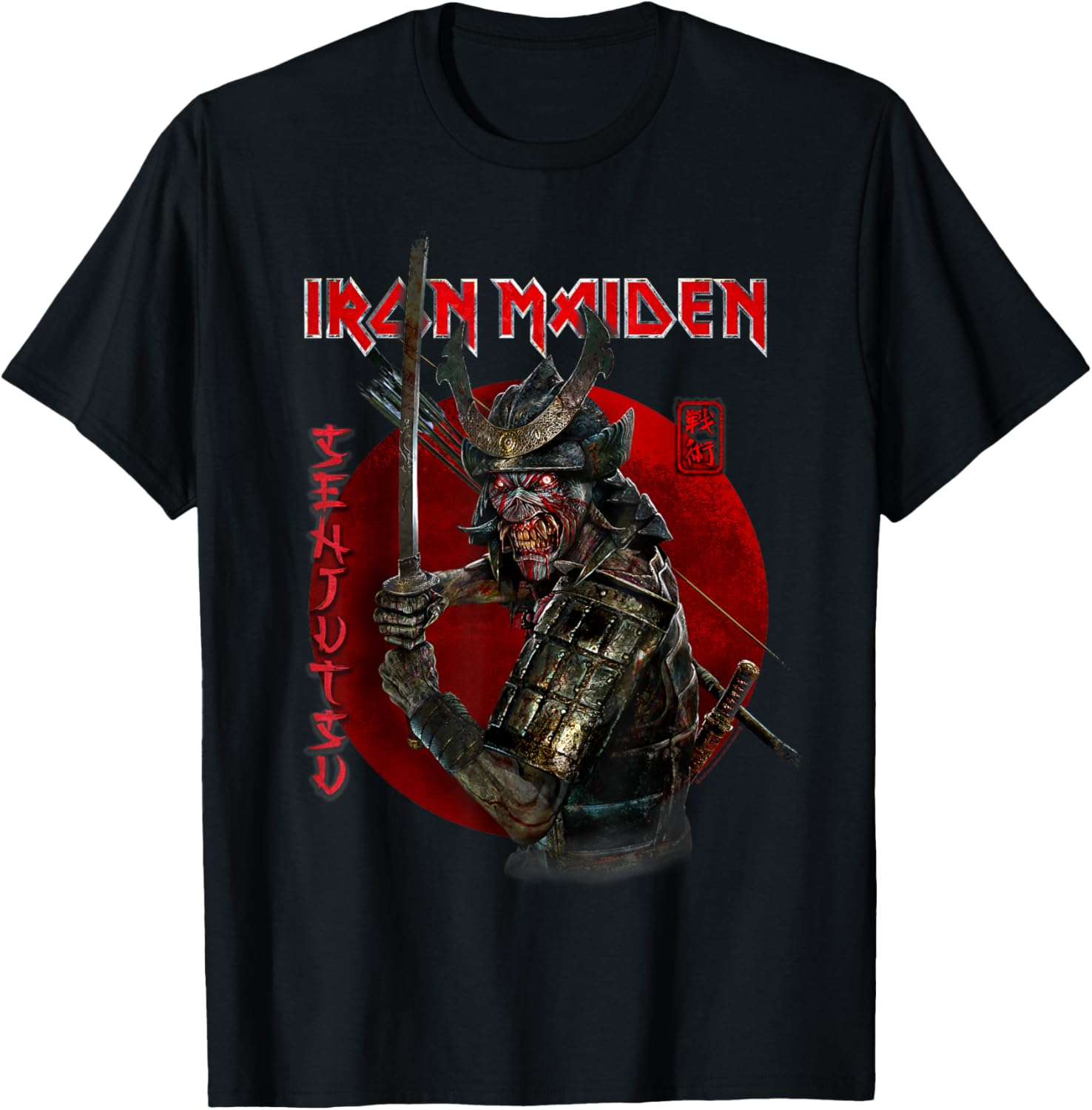 Iron Maiden Senjutsu Eddie Red Circle T-Shirt for Music Fans - 1