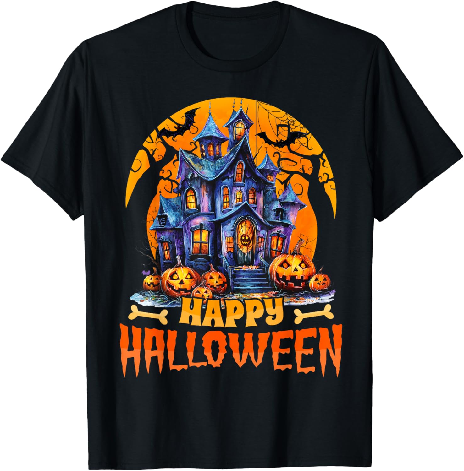 Happy Halloween Haunted House T-Shirt for Men and Women Costume Fun - 2