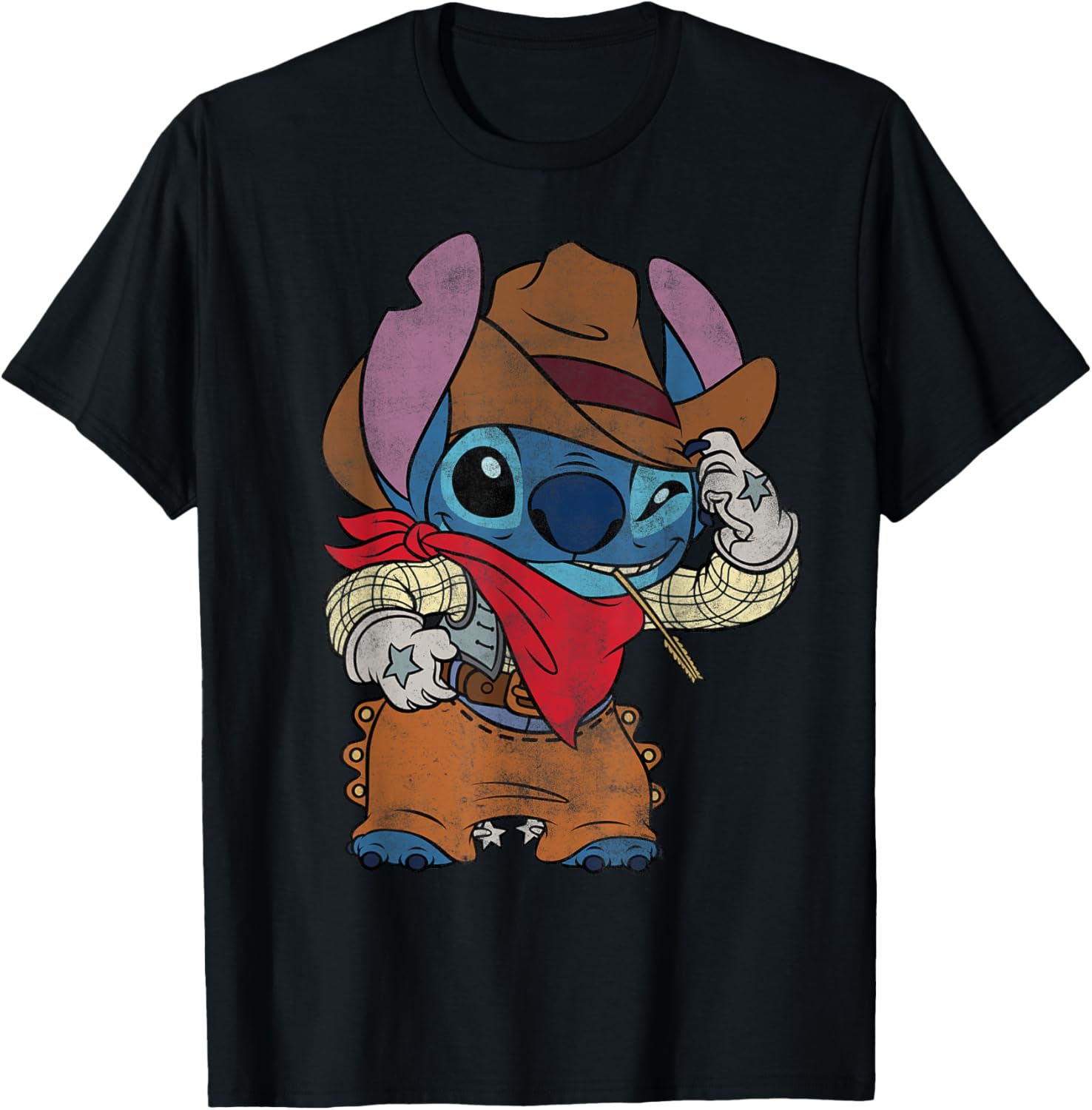 Disney Stitch Cowboy Costume T-Shirt Vintage Western Style Apparel - 20