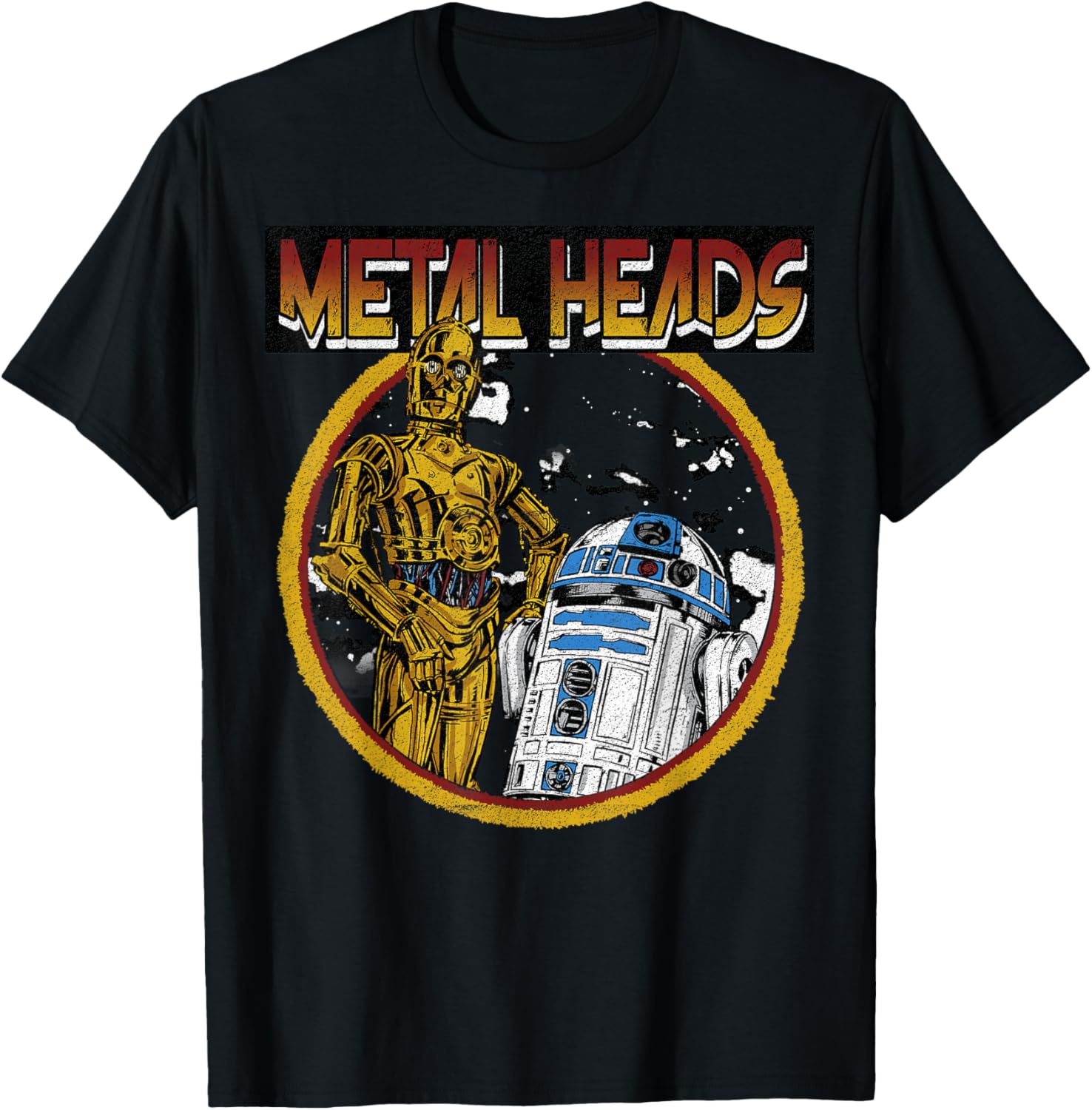 Star Wars R2-D2 C-3PO Metal Heads Circle Portrait T-Shirt for Fans - 5