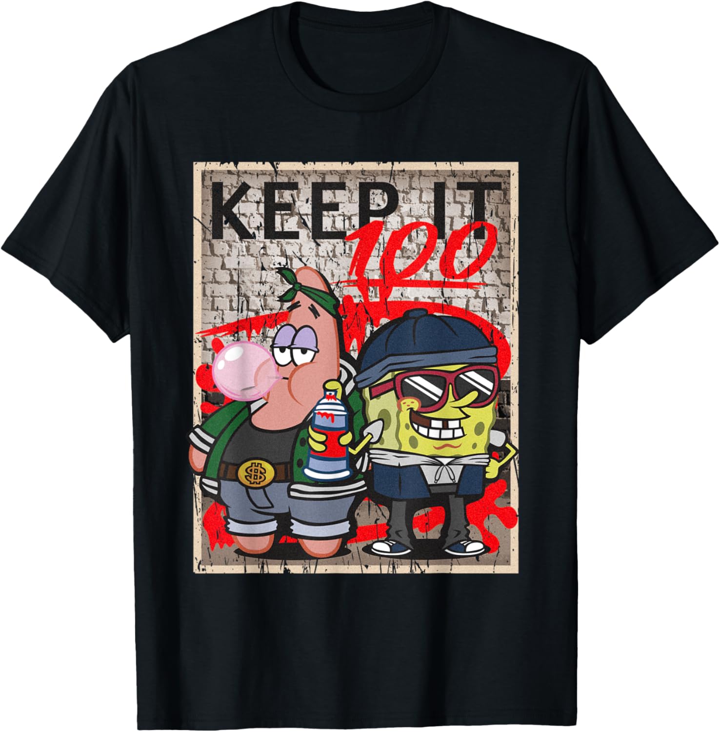 Mademark x SpongeBob SquarePants Hip Hop Graffiti T-Shirt for Fans - 14