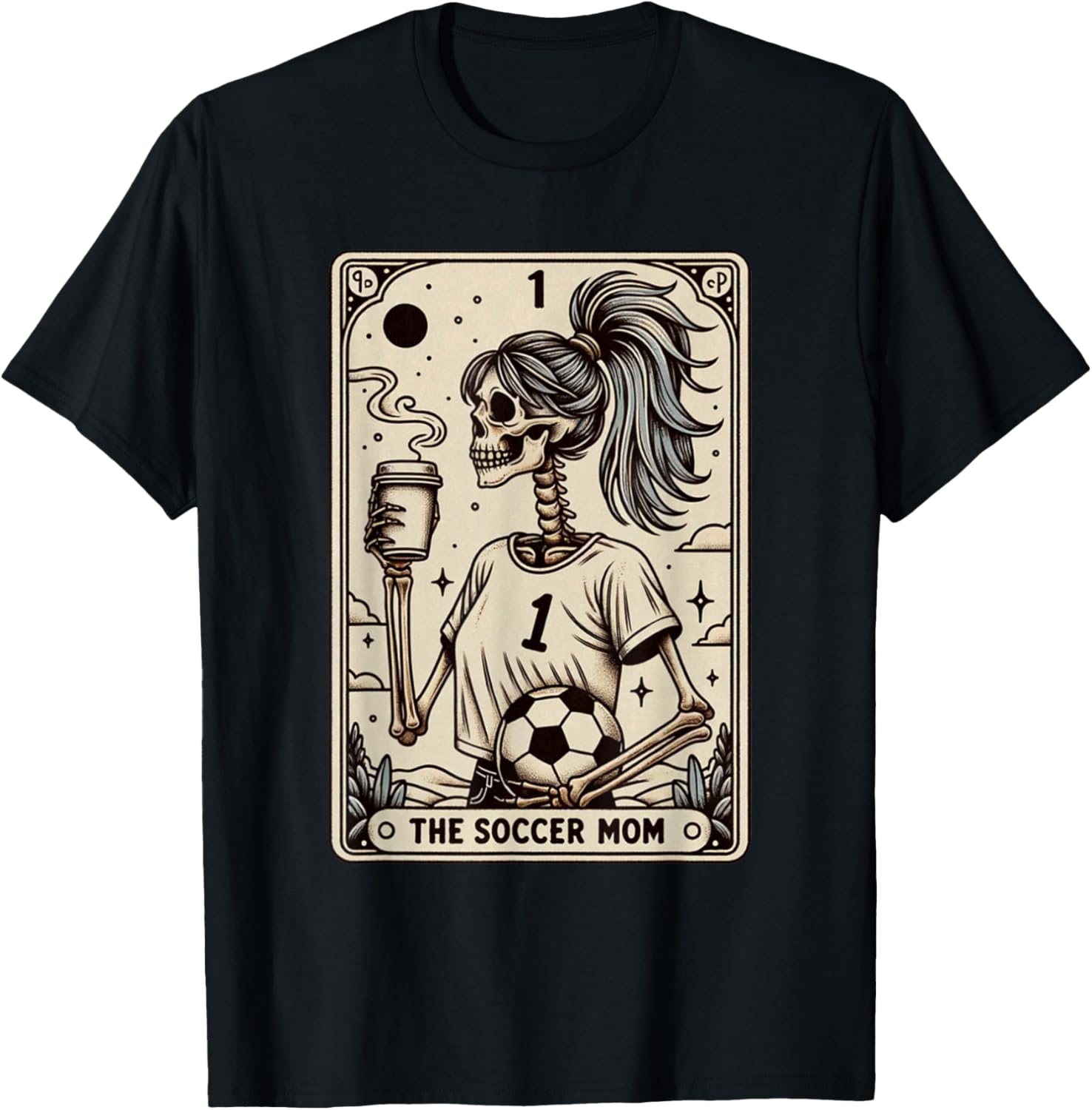 Vintage Halloween Soccer Mom Tarot Card T-Shirt for Fun Family Outings - 1