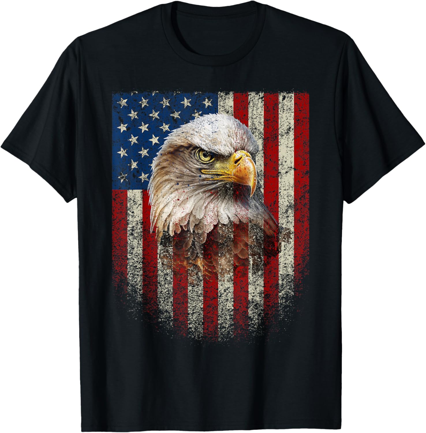 American Flag Bald Eagle T-Shirt Patriotic Red White Blue Apparel - 3
