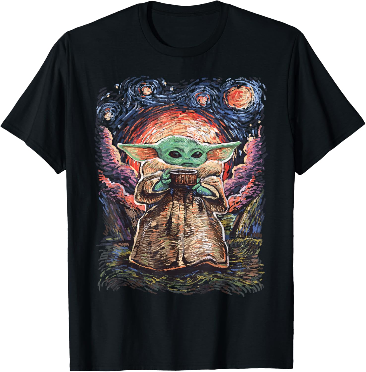 Star Wars The Child Starry Night T-Shirt for Fans of All Ages - 9
