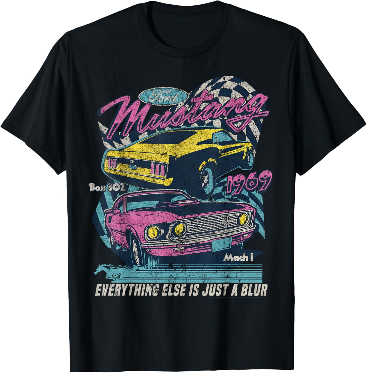 Vintage Ford Mustang Mach 1 1969 Boss 302 T-Shirt for Car Lovers - 1
