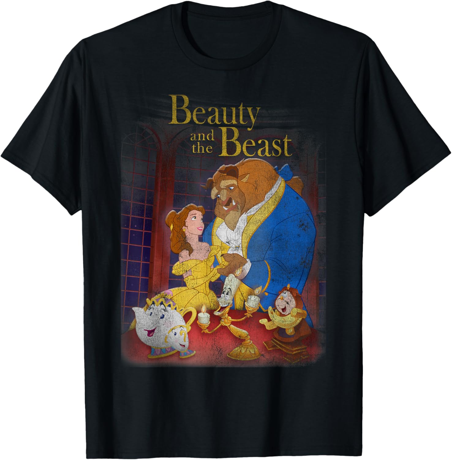 Disney Beauty and the Beast Vintage Distressed T-Shirt Group Shot Design - 3