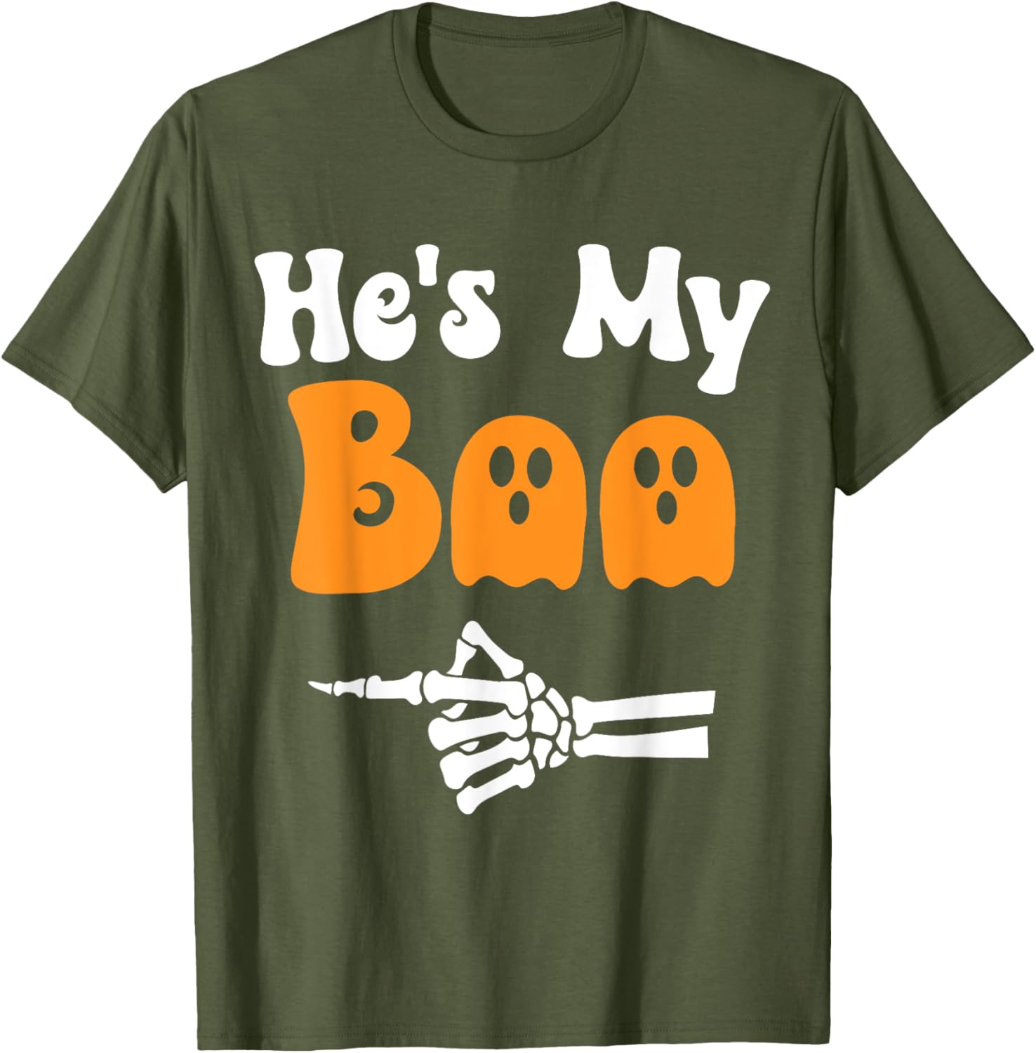 Matching Halloween Pajama Couples T-Shirt He's My Boo Fun Sleepwear - 5