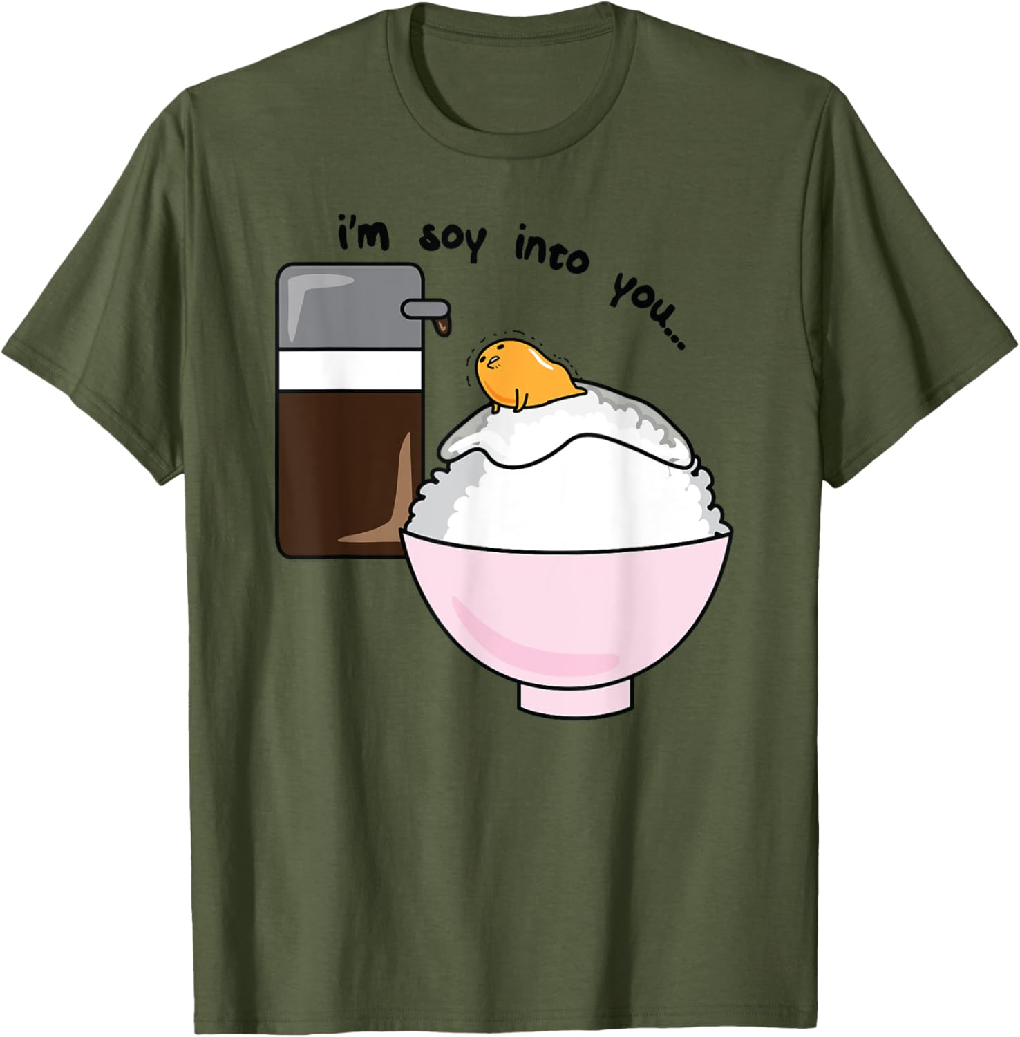 Gudetama I'm Soy Into You Cute Egg Rice Bowl T-Shirt for Food Lovers - 16