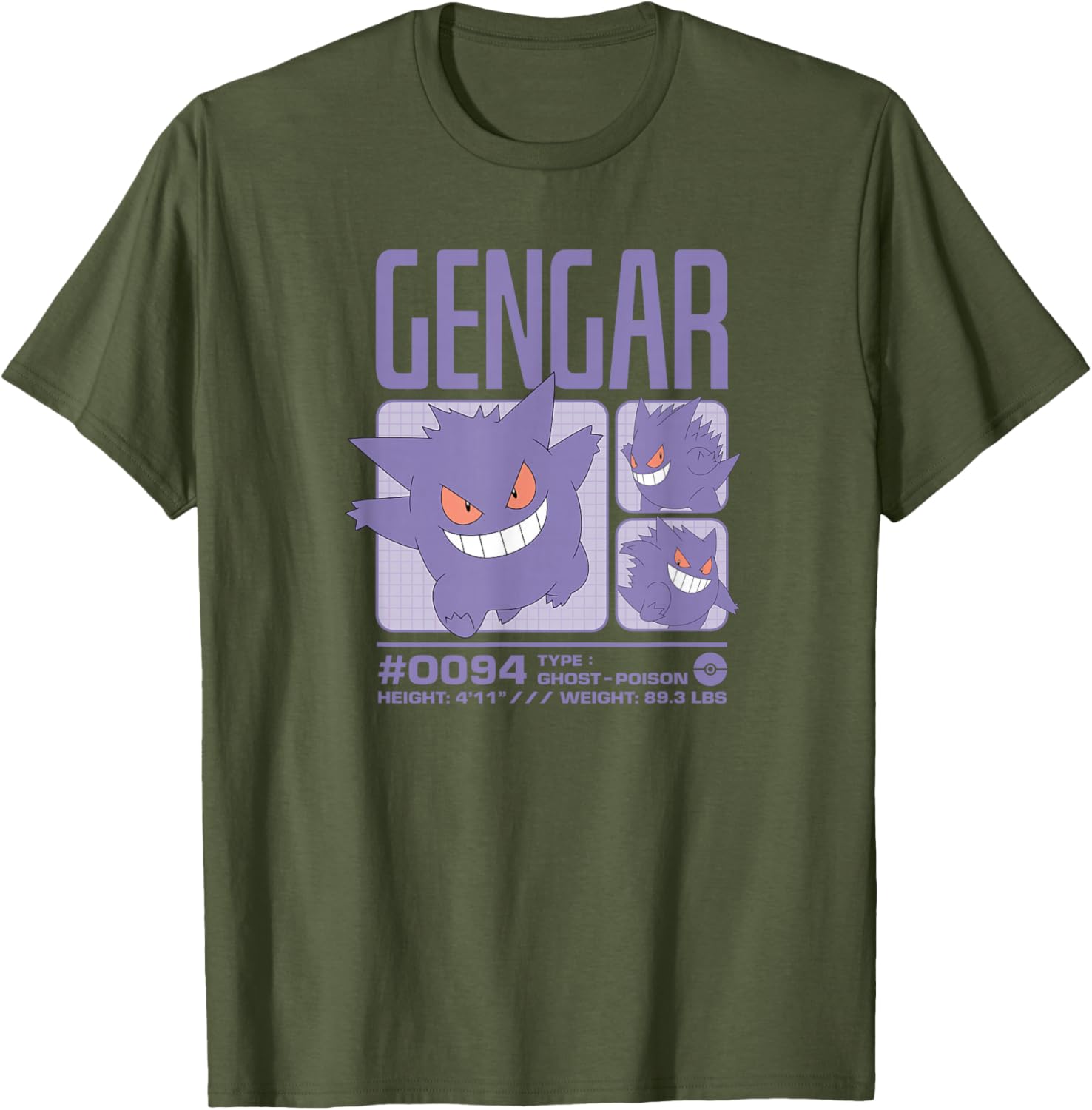 Gengar Pastel Stats Grid T-Shirt for Pokémon Fans - Stylish & Fun Design - 1