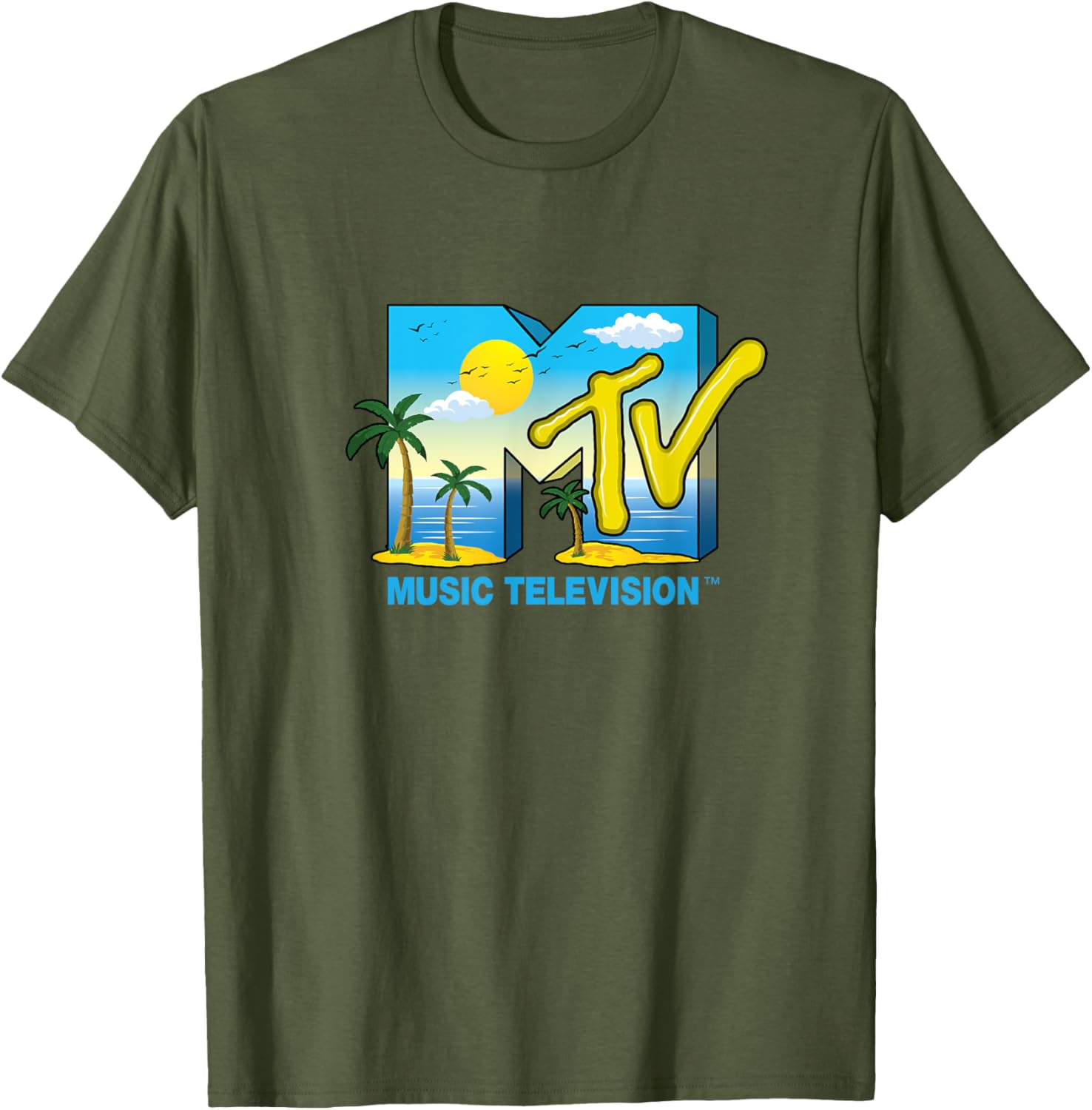 Mademark x MTV Official Logo T-Shirt with Palm Trees and Beach Vibes - 14