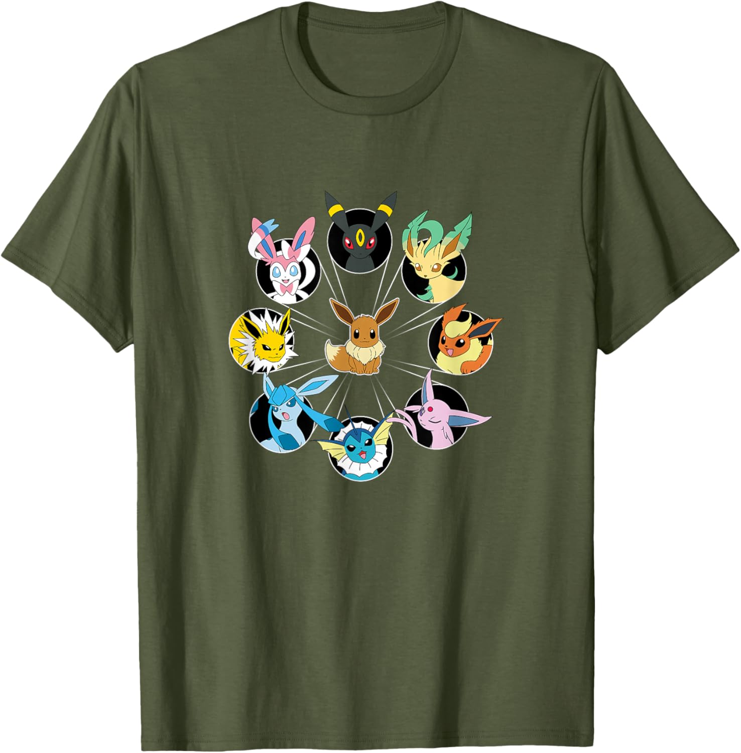 Eevee Evolution Circle T-Shirt for Pokémon Fans - Stylish Casual Wear - 15