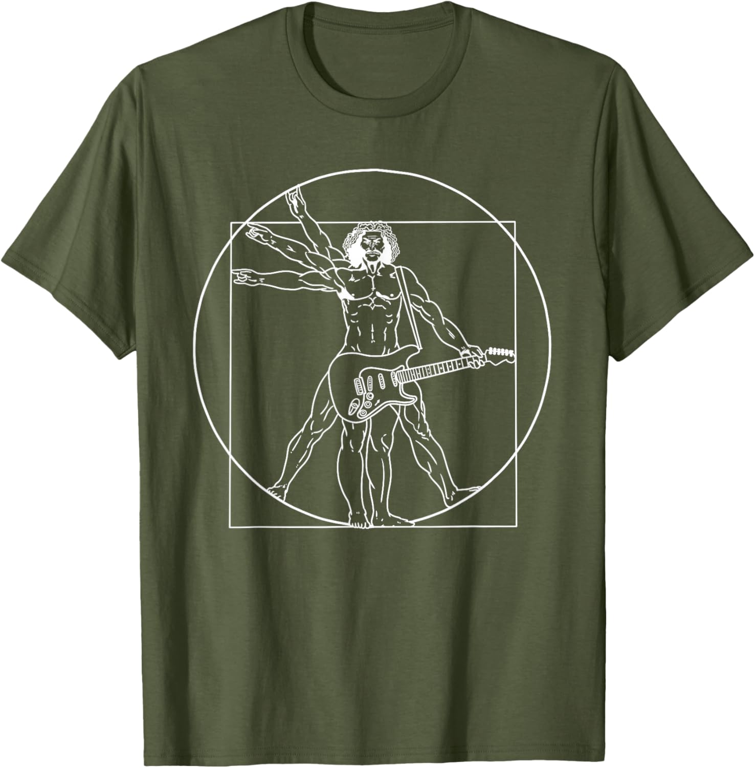 Guitar Da Vinci Vitruvian Man Musician T-Shirt for Guitar Lovers - 3