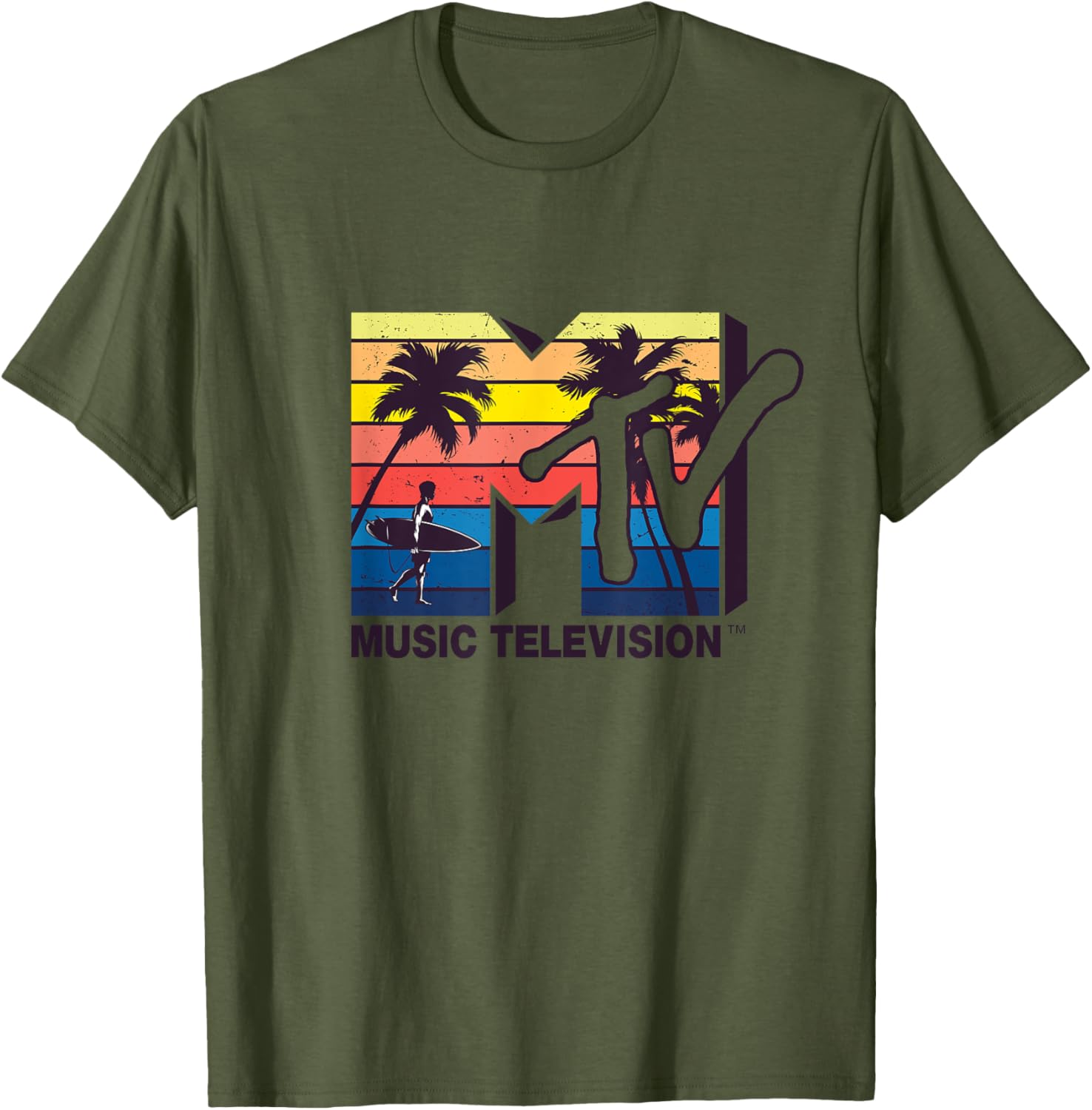Mademark x MTV Vintage Surfer Palm T-Shirt for Retro Style Lovers - 14