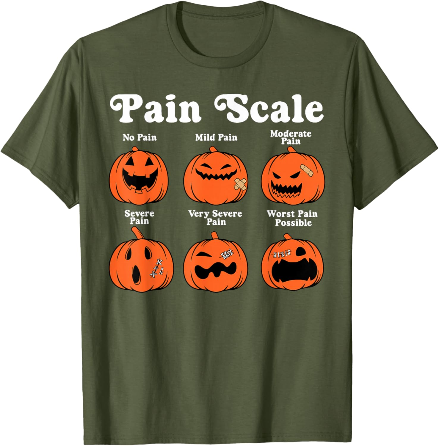 Spooky Pumpkin Pain Scale Nurse Triage Halloween T-Shirt for Fall Fun - 5
