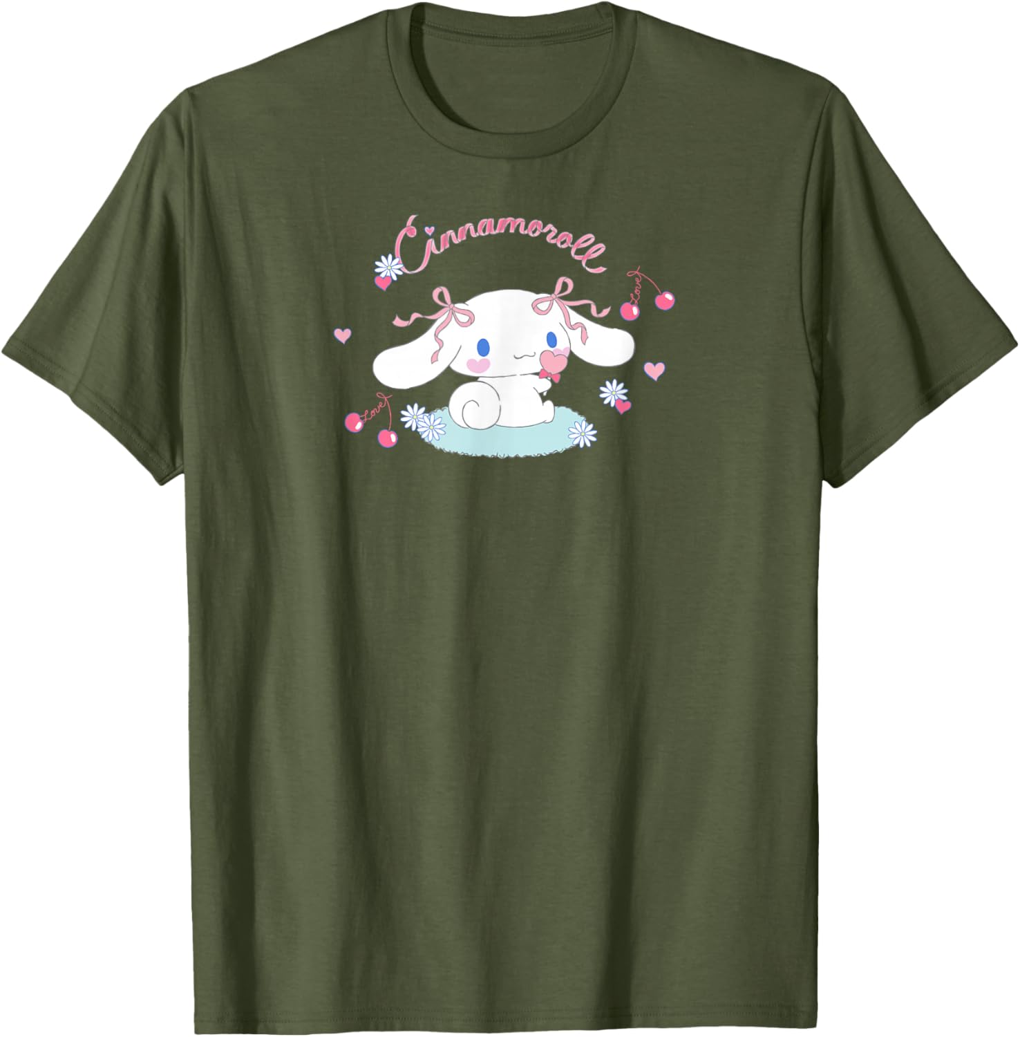 Cute SANRIO Cinnamoroll Cherry Love T-Shirt for All Seasons - White Small - 14