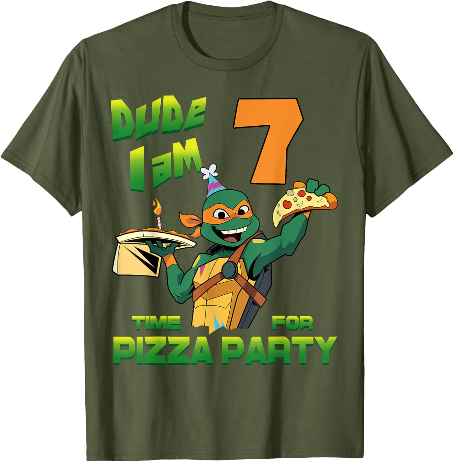 Mademark TMNT Birthday T-Shirt for Kids - Mikey Pizza Party 7 Years Old - 1