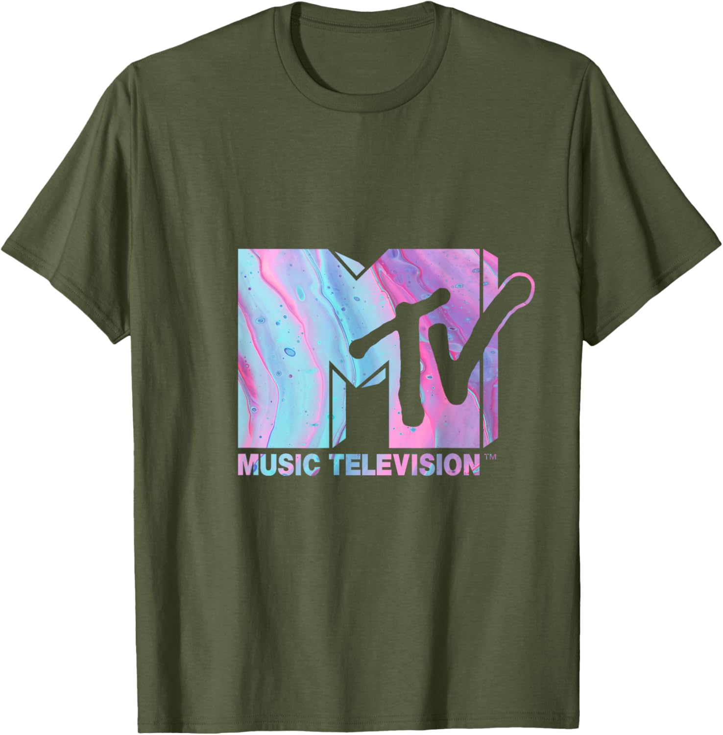 Mademark x MTV Fluid Logo T-Shirt in Pink and Blue for Stylish Wear - 4