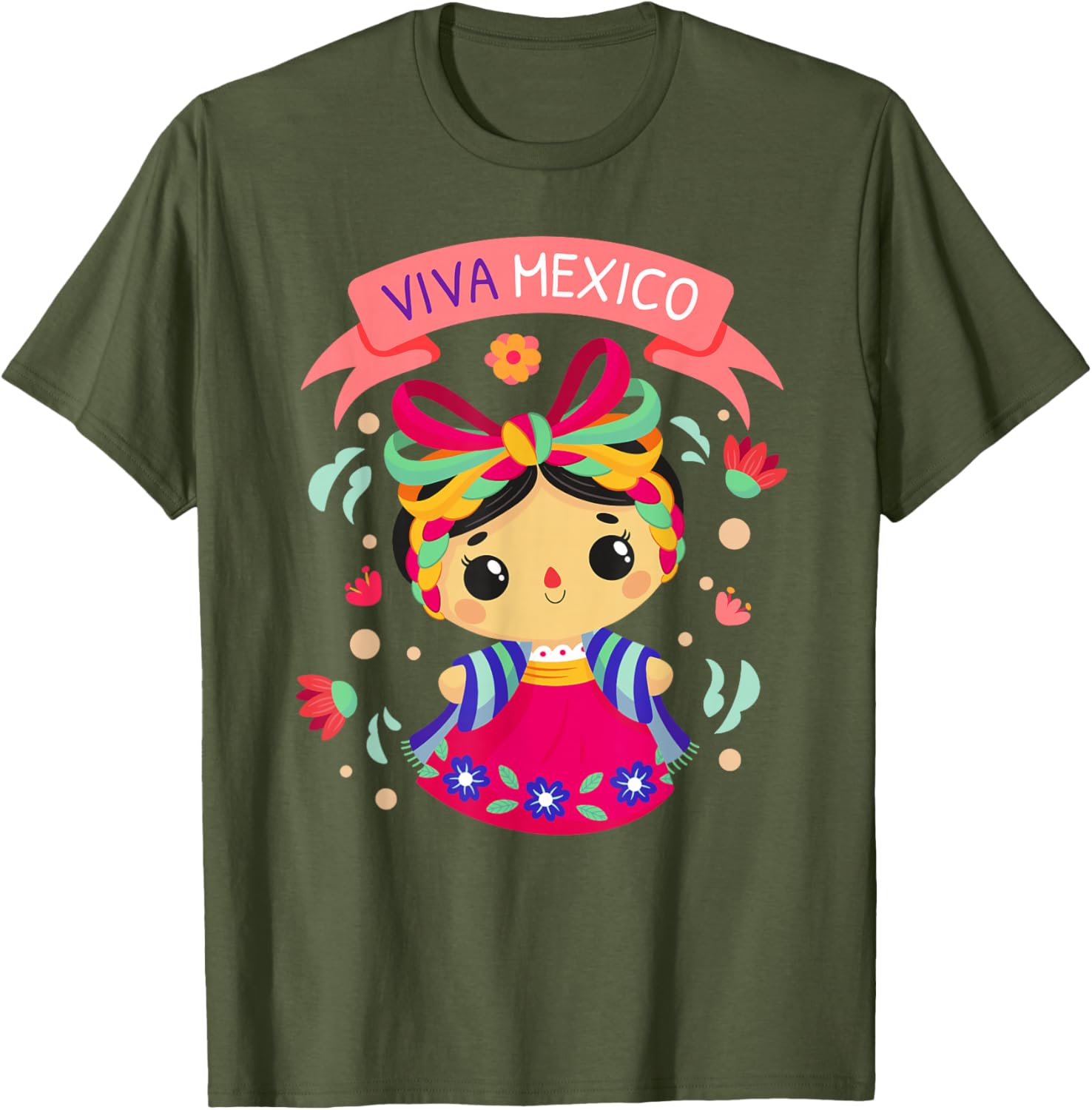 Viva Mexico Girls Floral Independence Day T-Shirt for Kids - 22