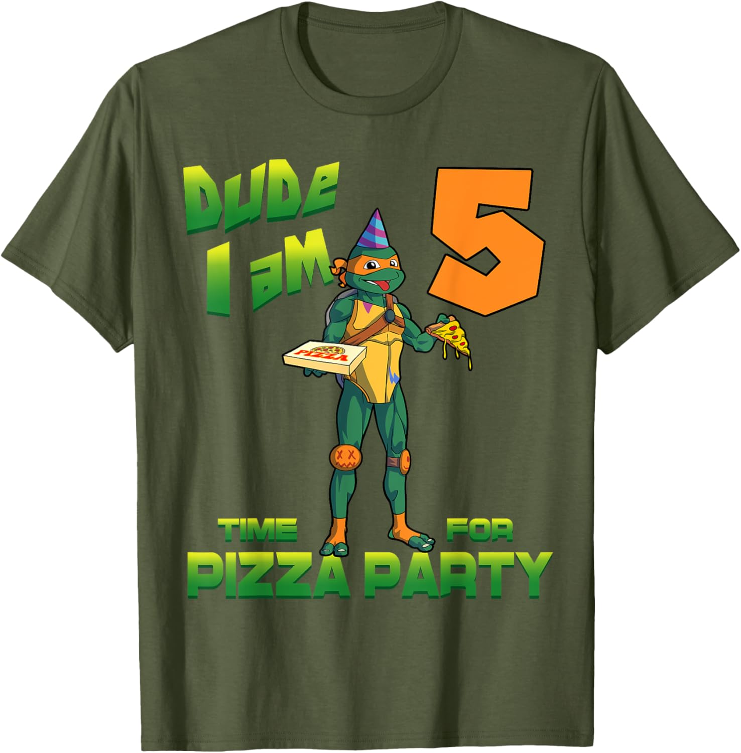 Mademark Teenage Mutant Ninja Turtles Michelangelo Pizza Party T-Shirt - 5