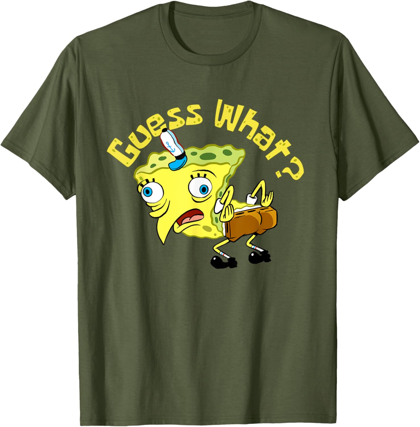 Funny Spongebob Mocking Meme Guess What Chicken Butt T-Shirt for Fans - 5