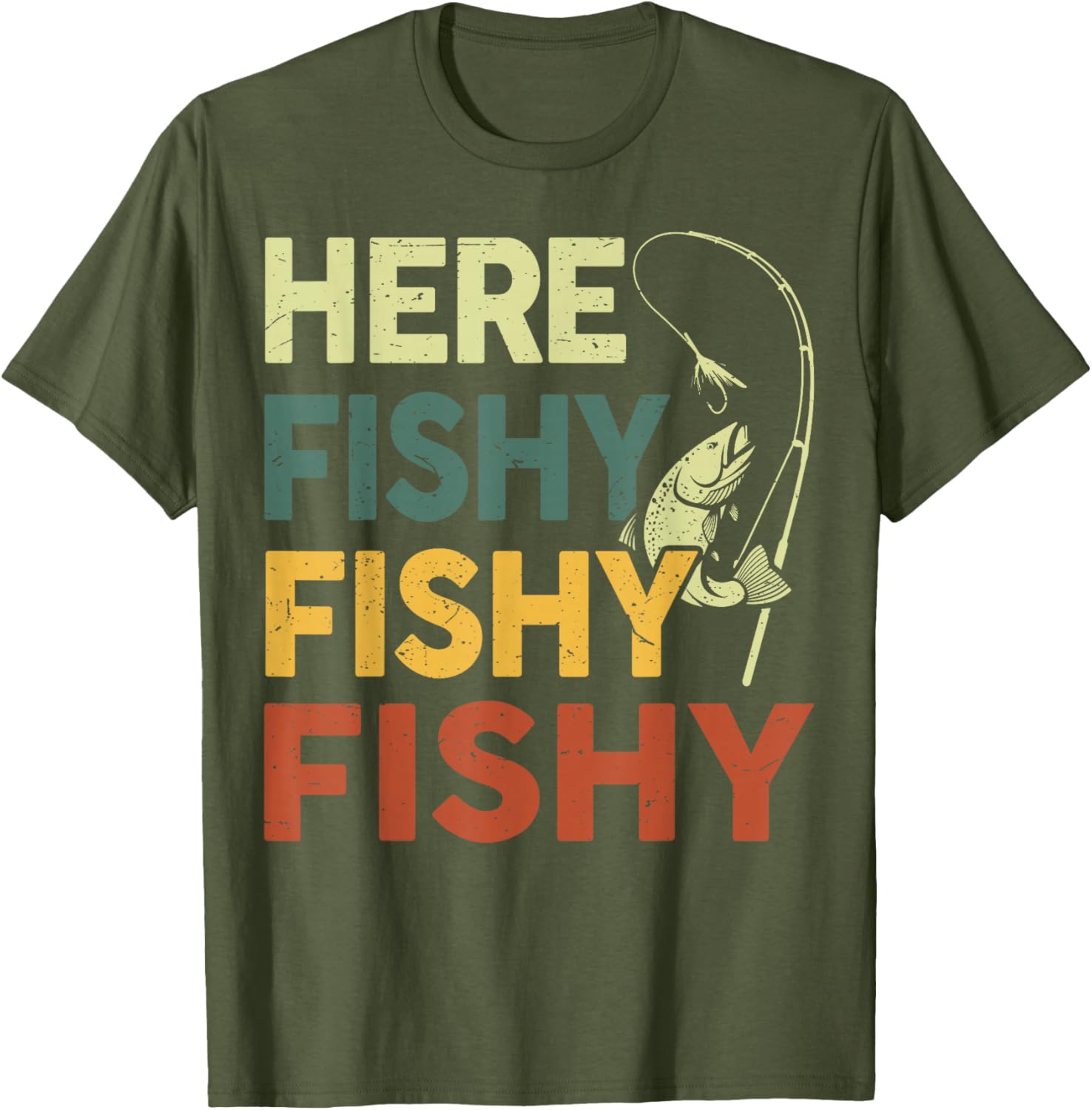 Funny Fishing Shirt for Dad - Men Here Fishy Graphic Tee for Bass Lovers - 5